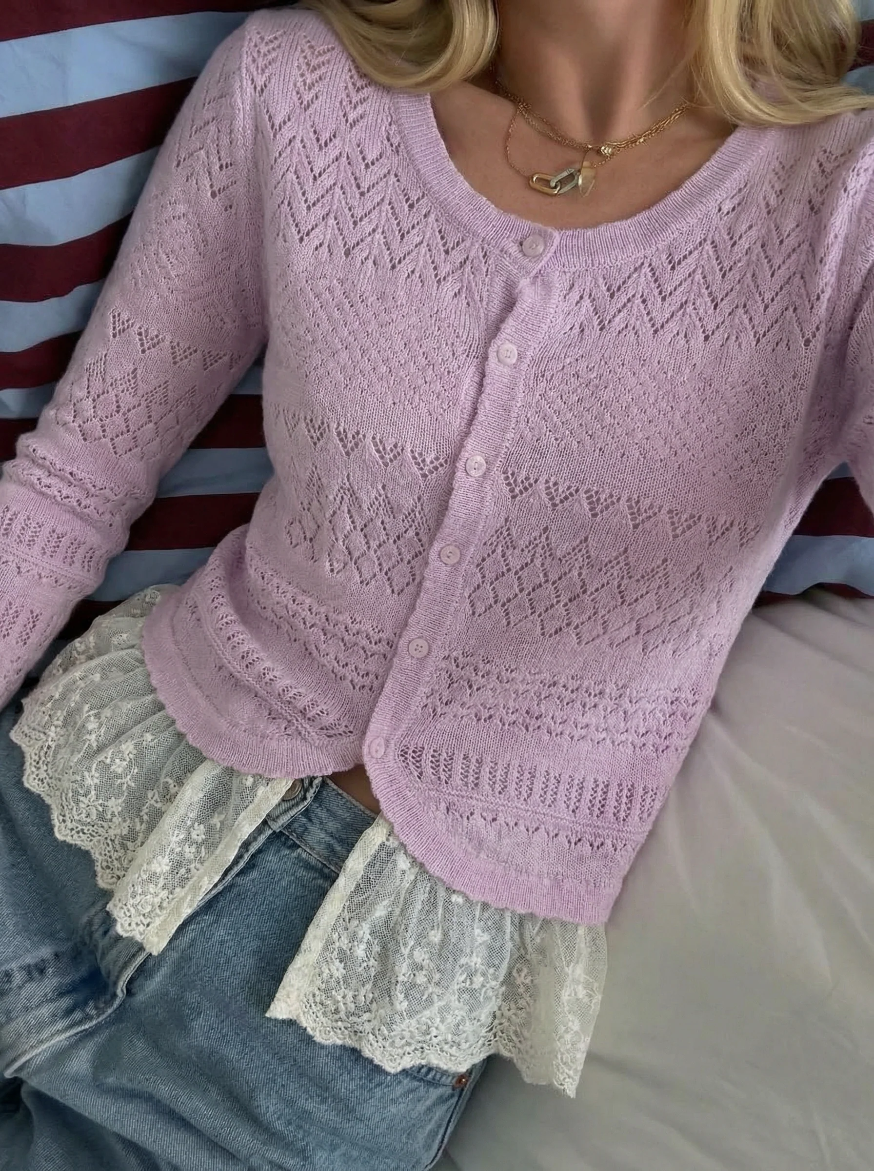 Giulia Lace Vest - Lila