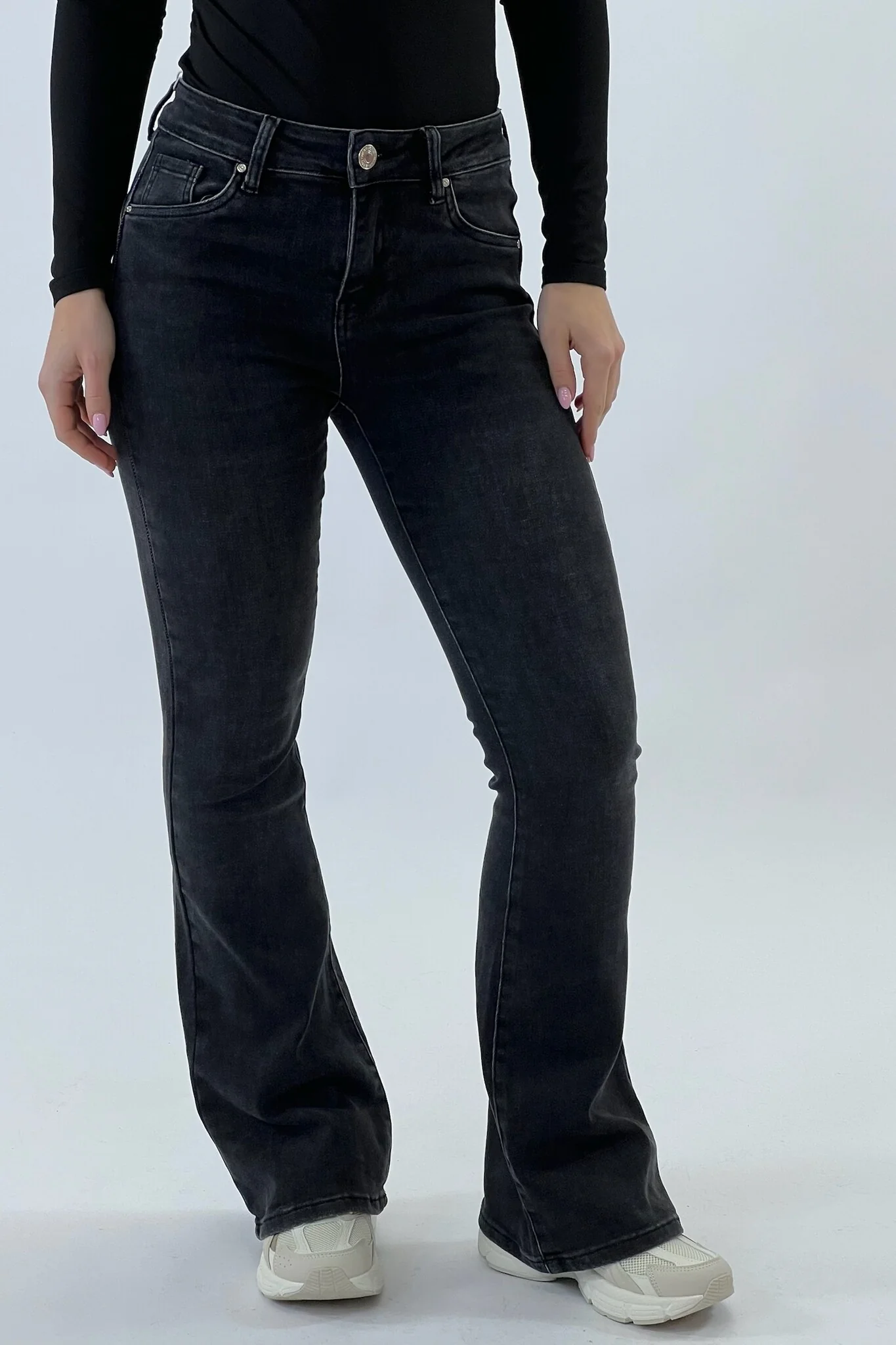 Goodies Flare Jeans - Dark Grey/Black - Image 3