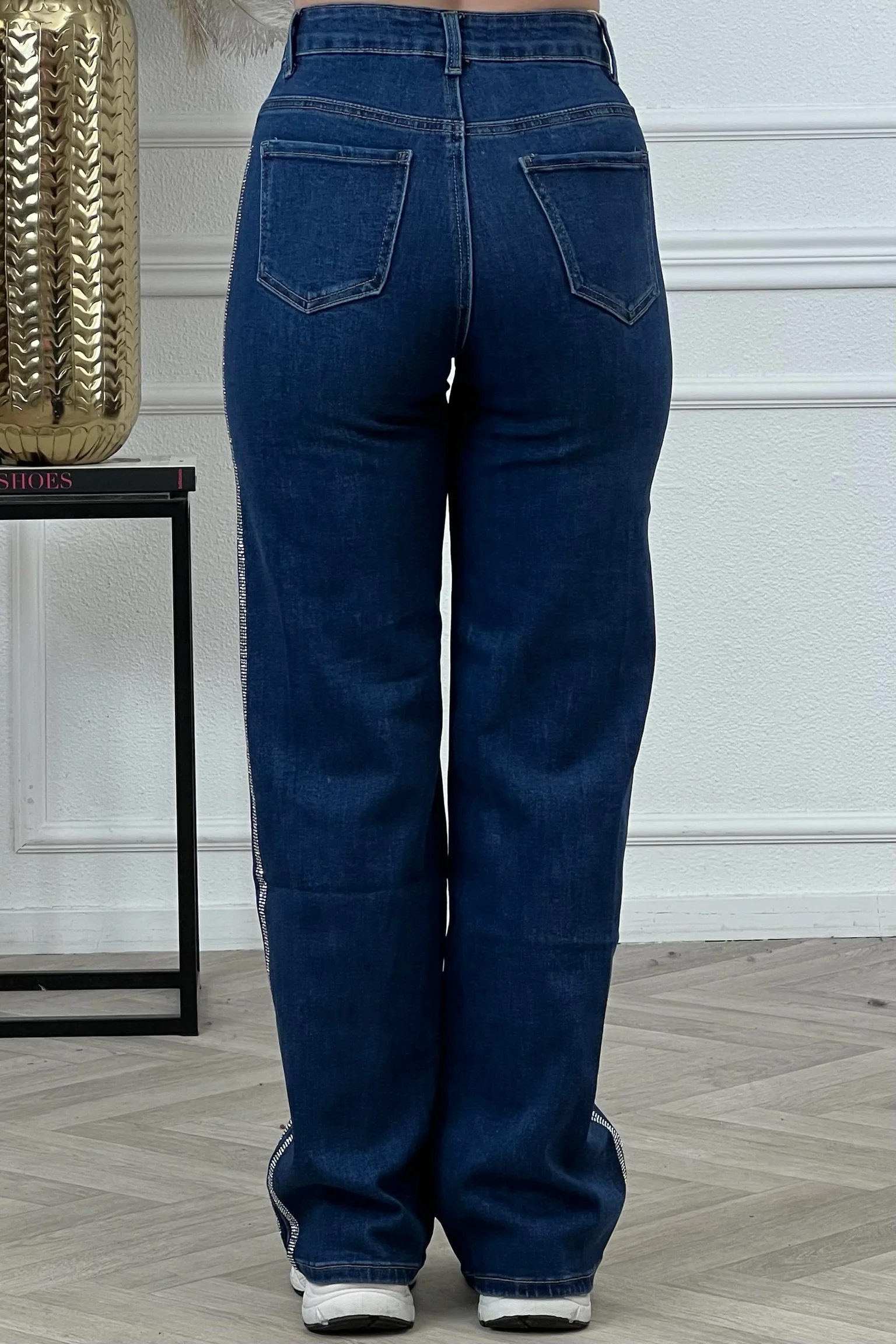 Goodies Wide Leg Glitter Striped Jeans - Blue - Image 4