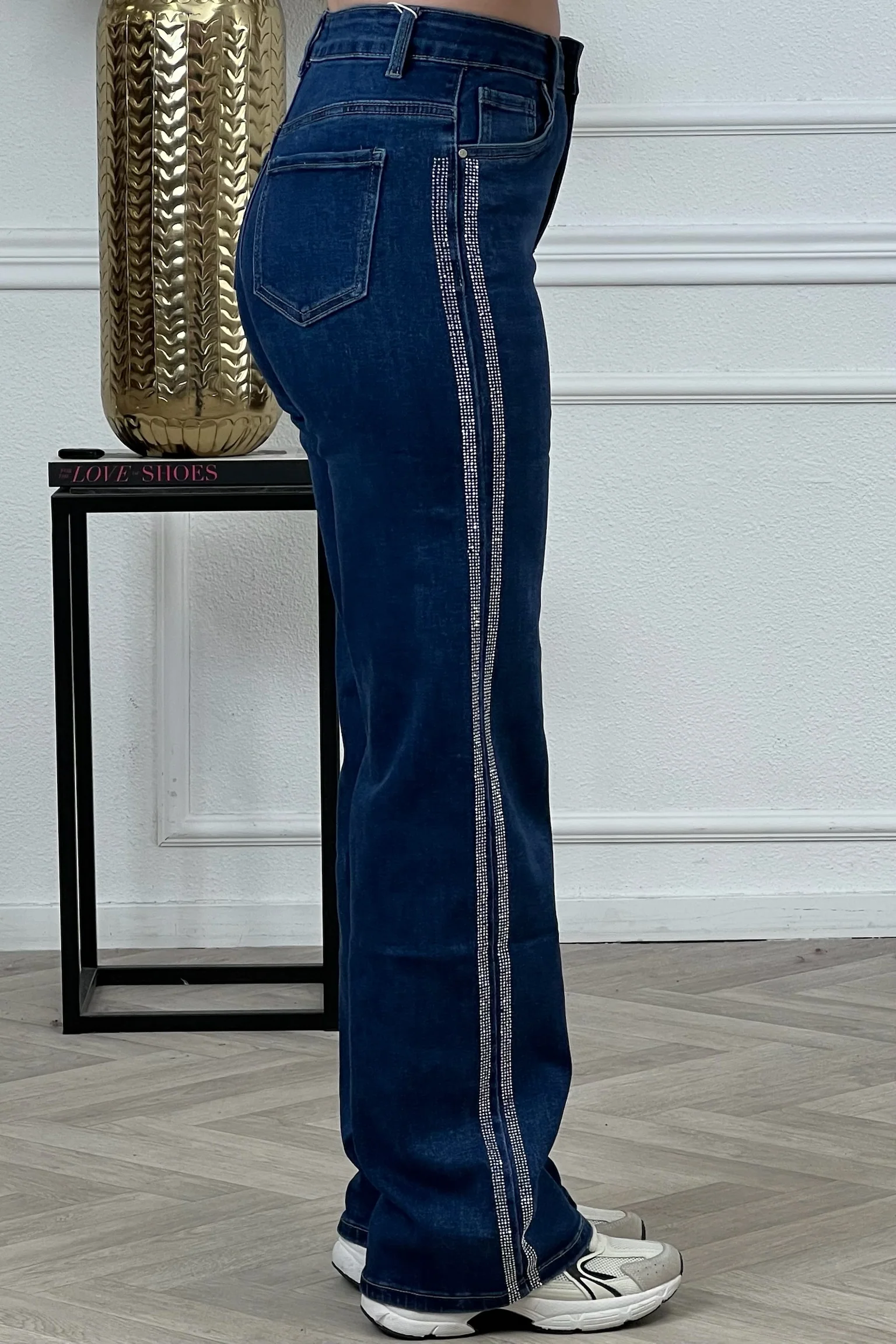 Goodies Wide Leg Glitter Striped Jeans - Blue - Image 3