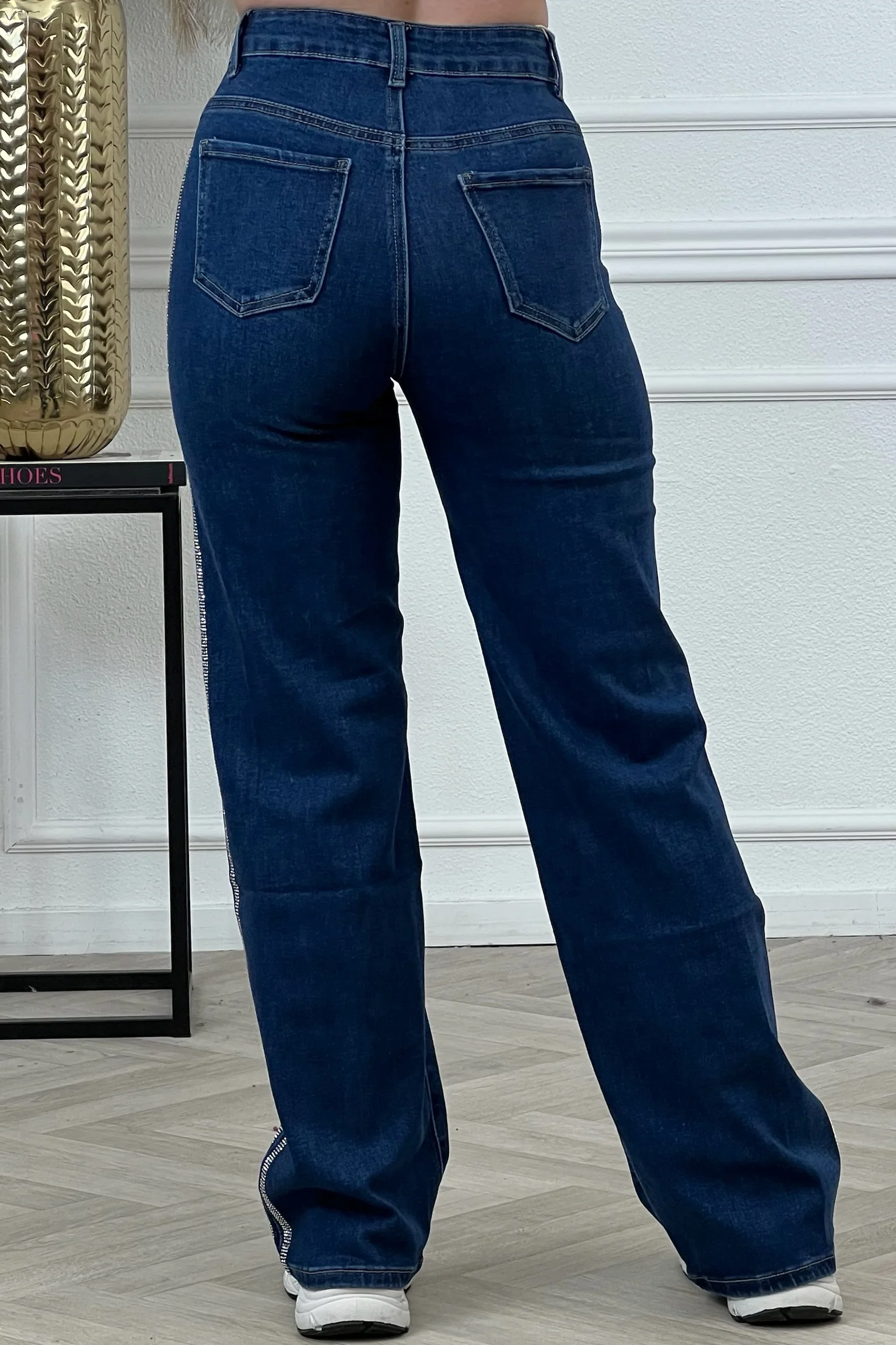 Goodies Wide Leg Glitter Striped Jeans - Blue - Image 5