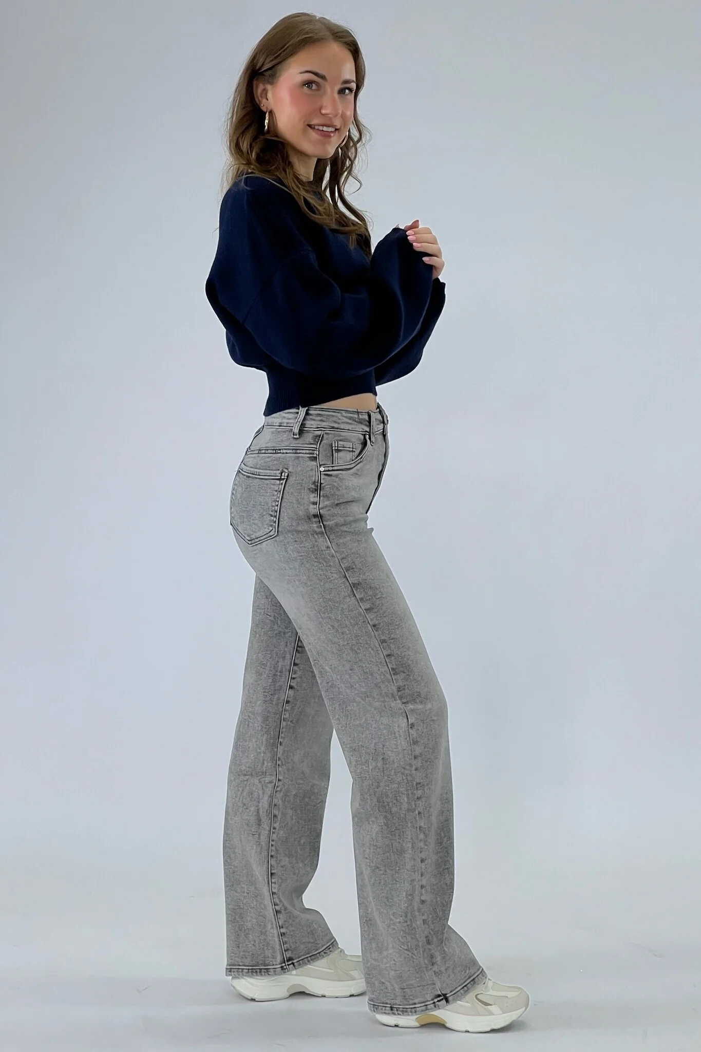 Goodies Wide Leg Jeans - Grey - Image 5