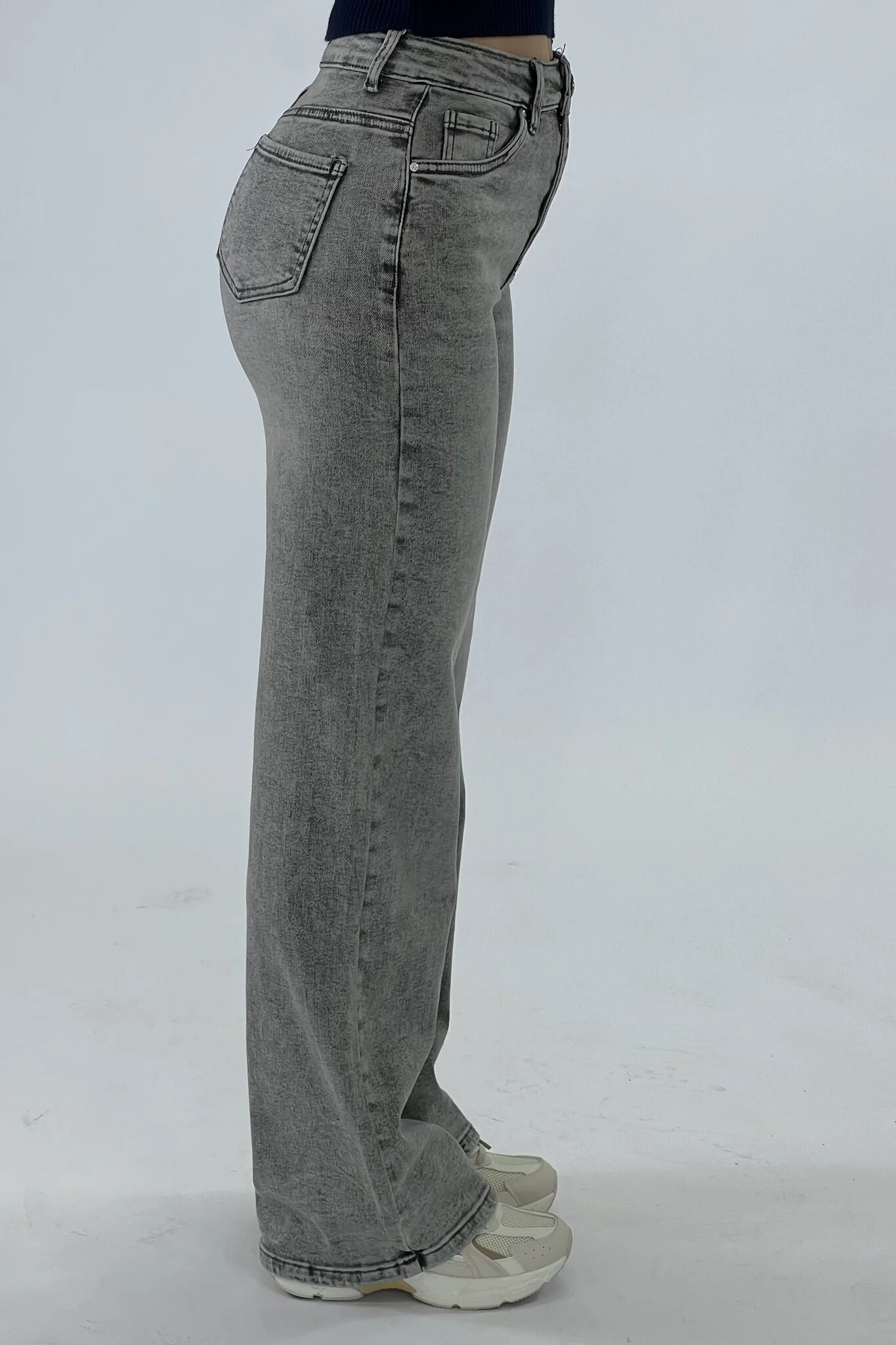 Goodies Wide Leg Jeans - Grey - Image 6