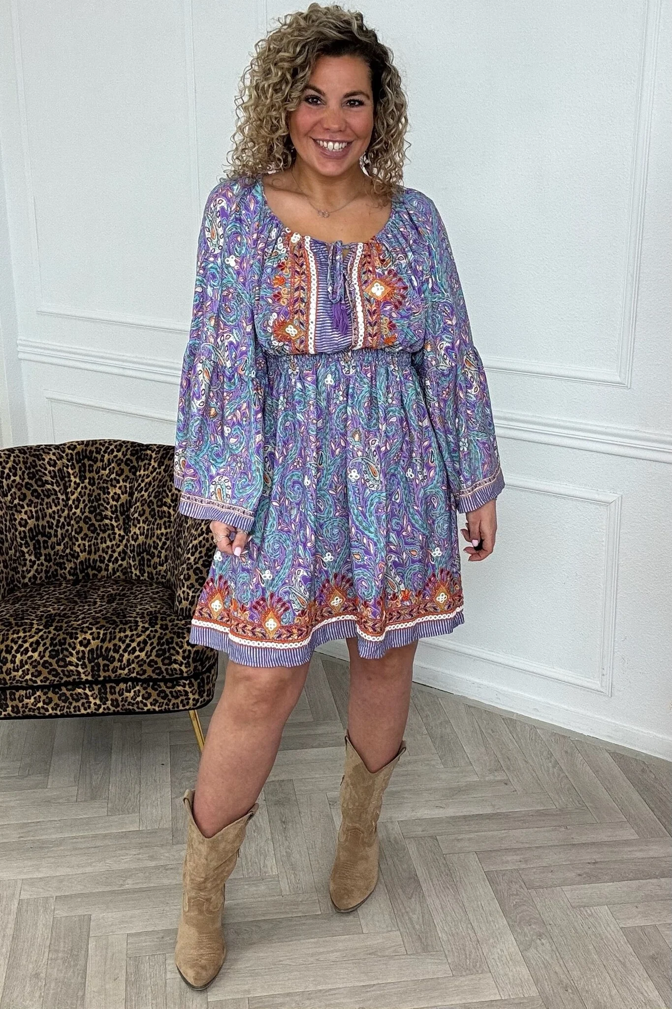 Hailey Short Dress - Purple/Turquoise