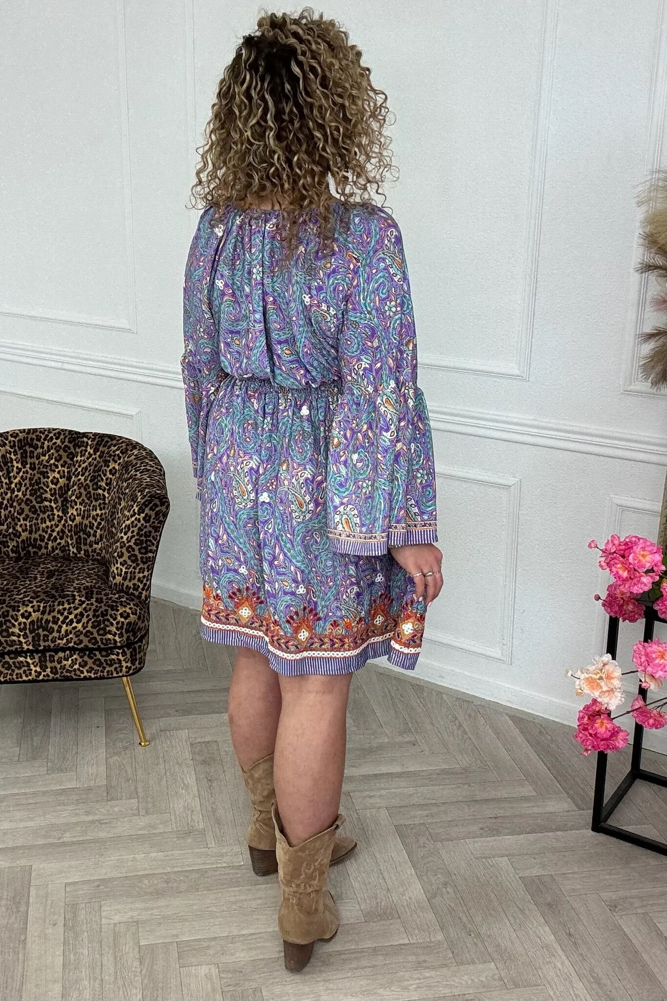 Hailey Short Dress - Purple/Turquoise - Image 4
