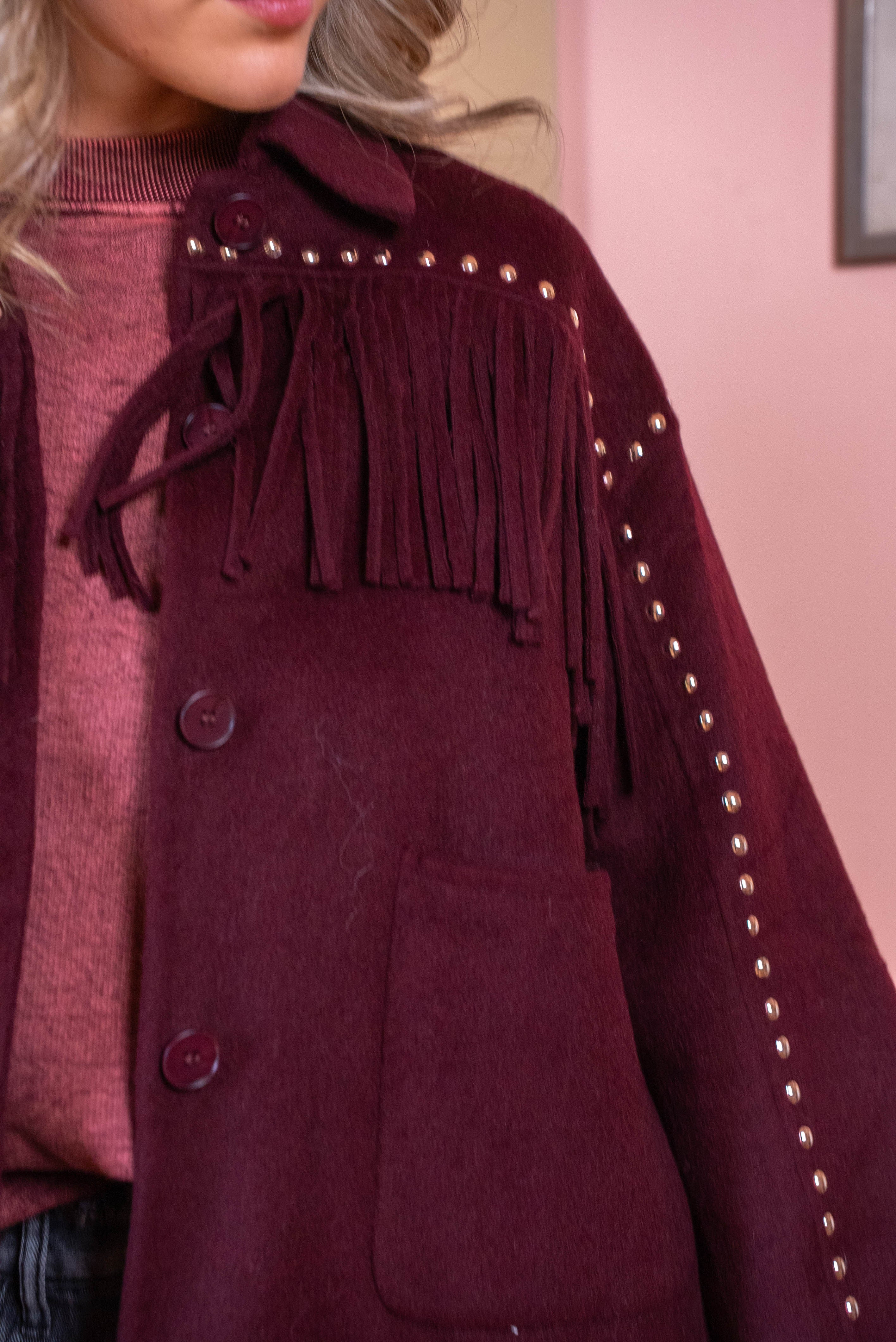 Bohemian Fringe Jacket - Bordeaux - Image 4