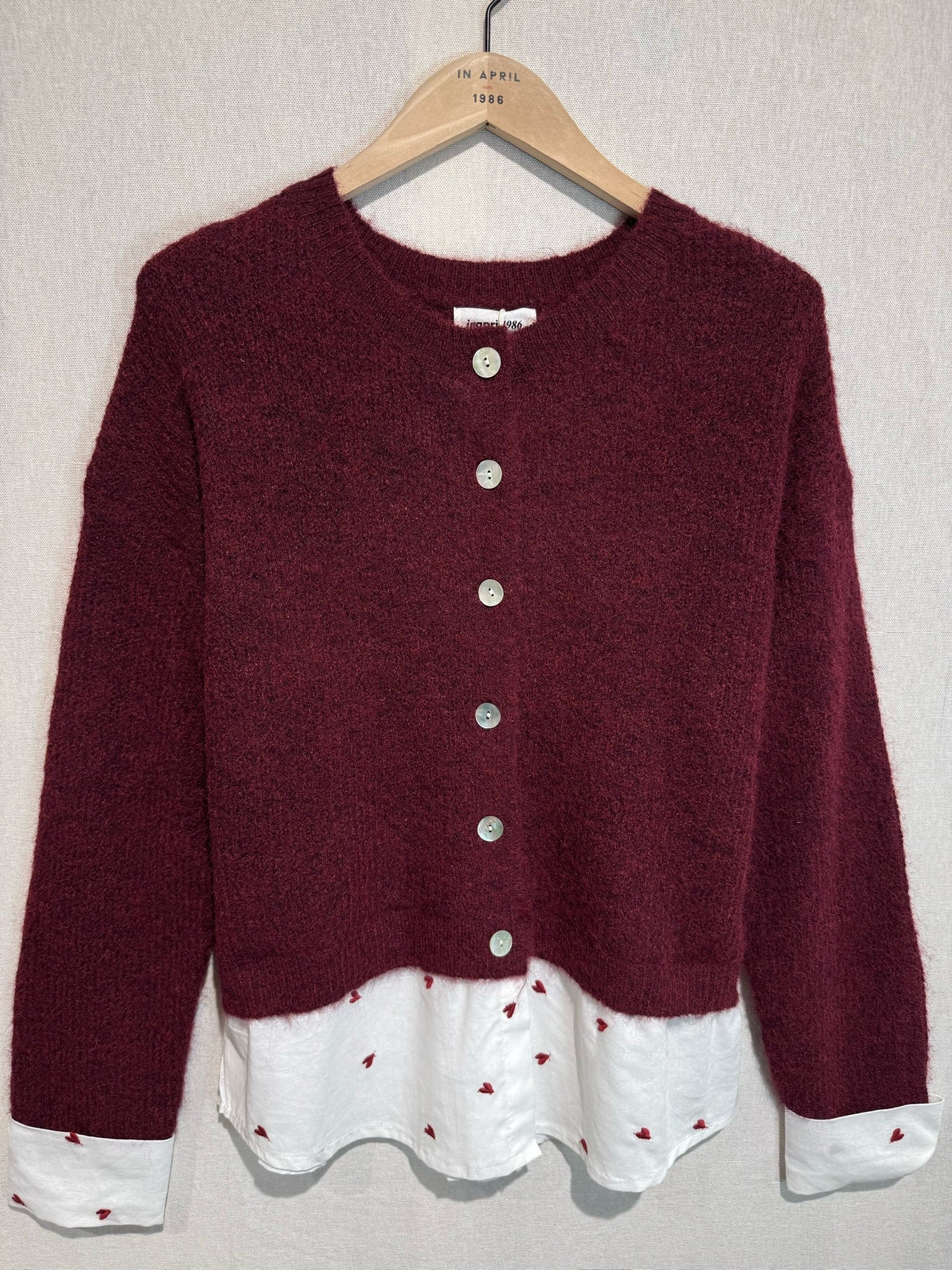 Heart Blouse Cardigan - Red - Image 2