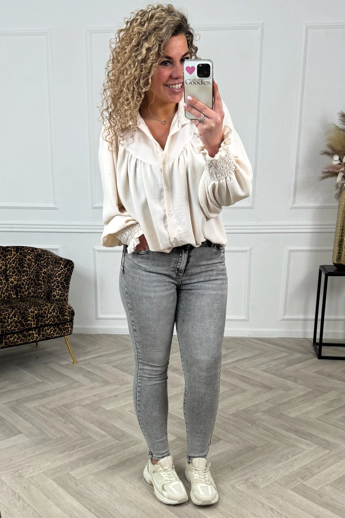 Heart Shaped Push Up Jeans - Grey - Image 2
