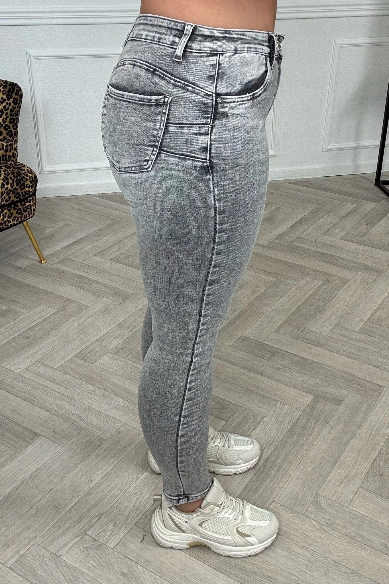 Heart Shaped Push Up Jeans - Grey - Image 4