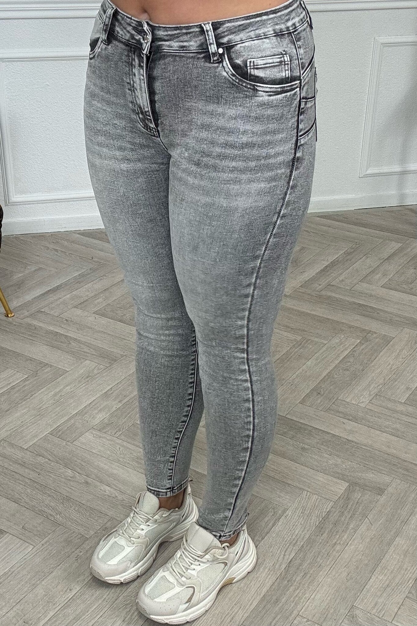 Heart Shaped Push Up Jeans - Grey - Image 5