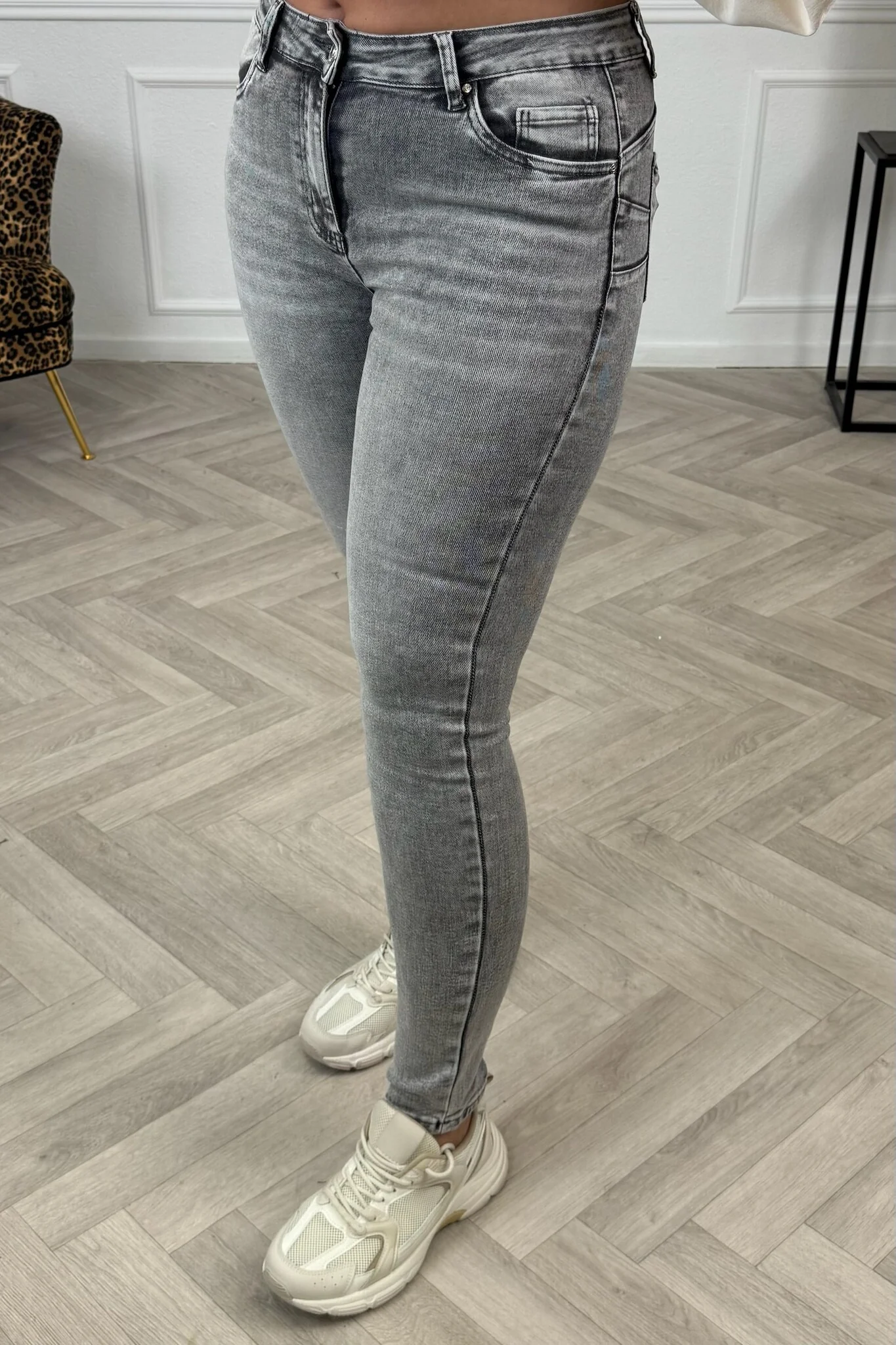 Heart Shaped Push Up Jeans - Grey - Image 6