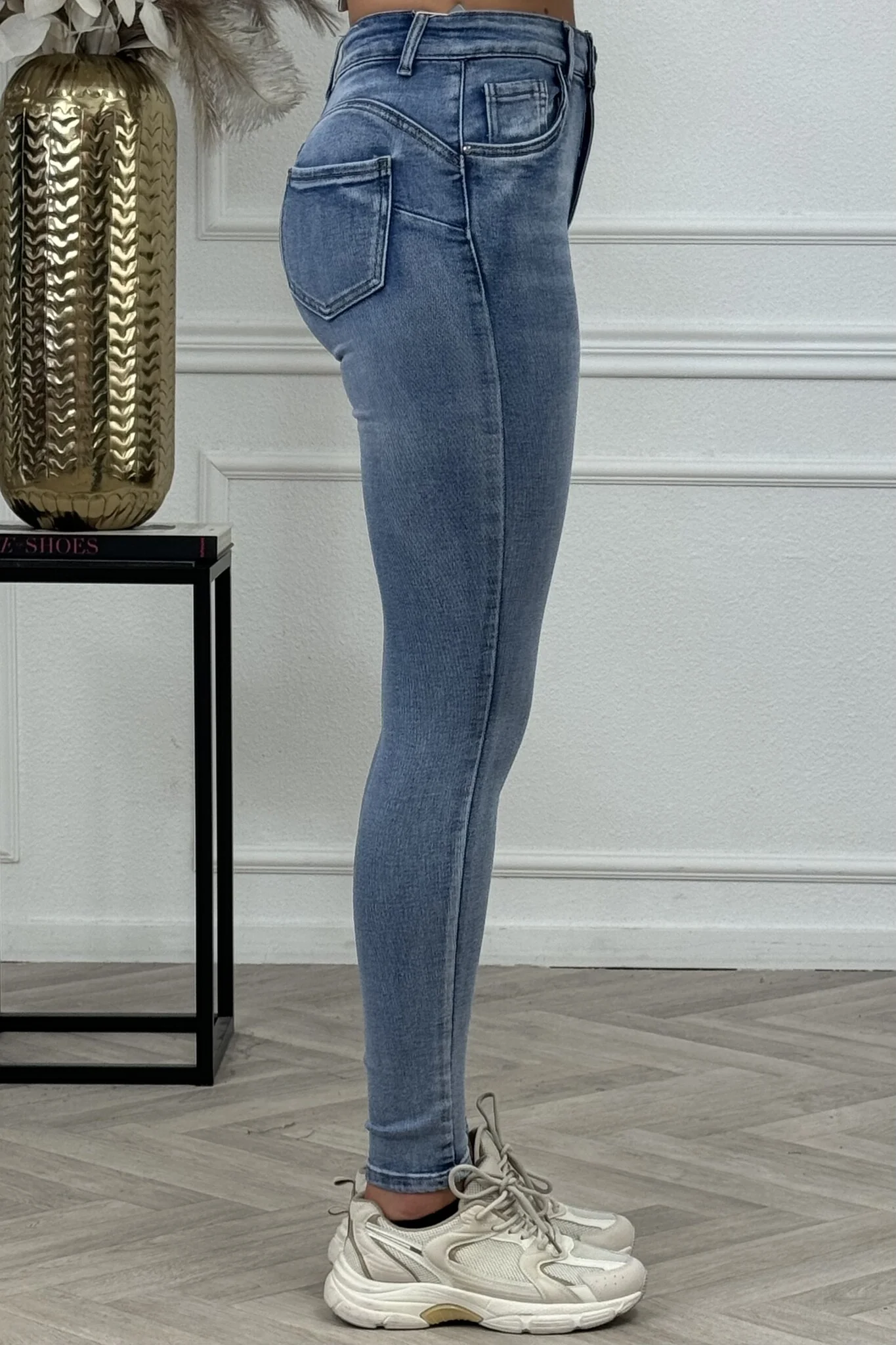 Heart Shaped Push Up Skinny Jeans - Blue - Image 3
