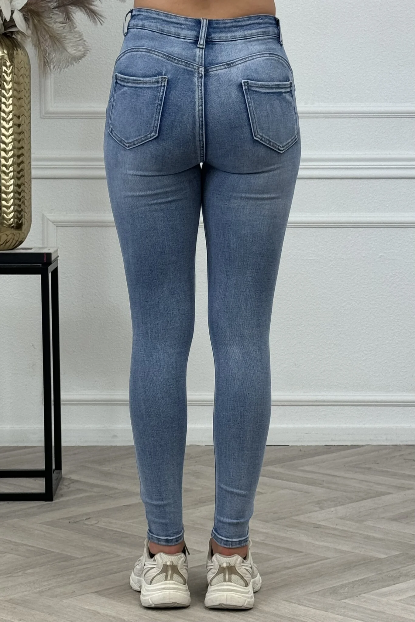 Heart Shaped Push Up Skinny Jeans - Blue - Image 4