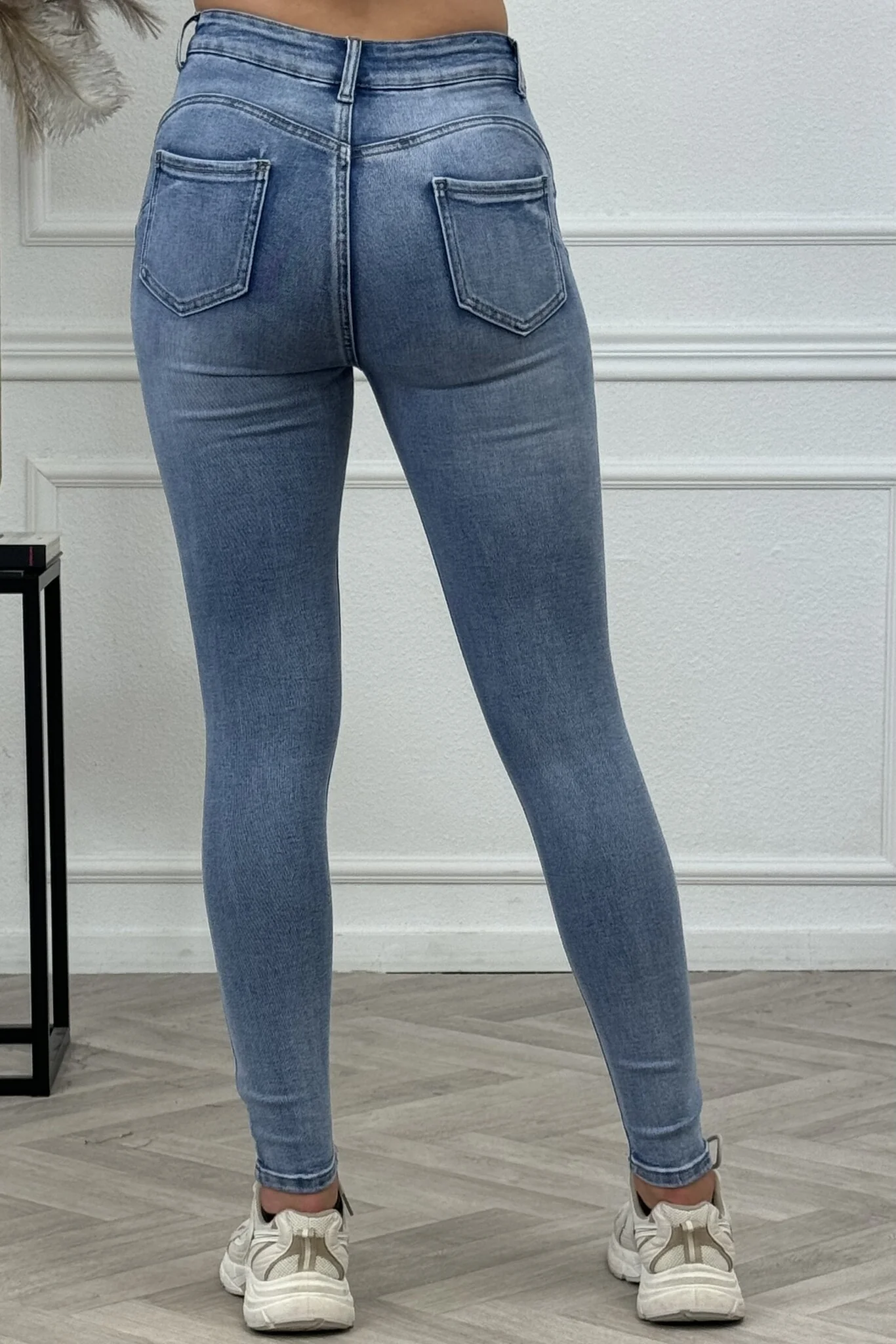 Heart Shaped Push Up Skinny Jeans - Blue - Image 5