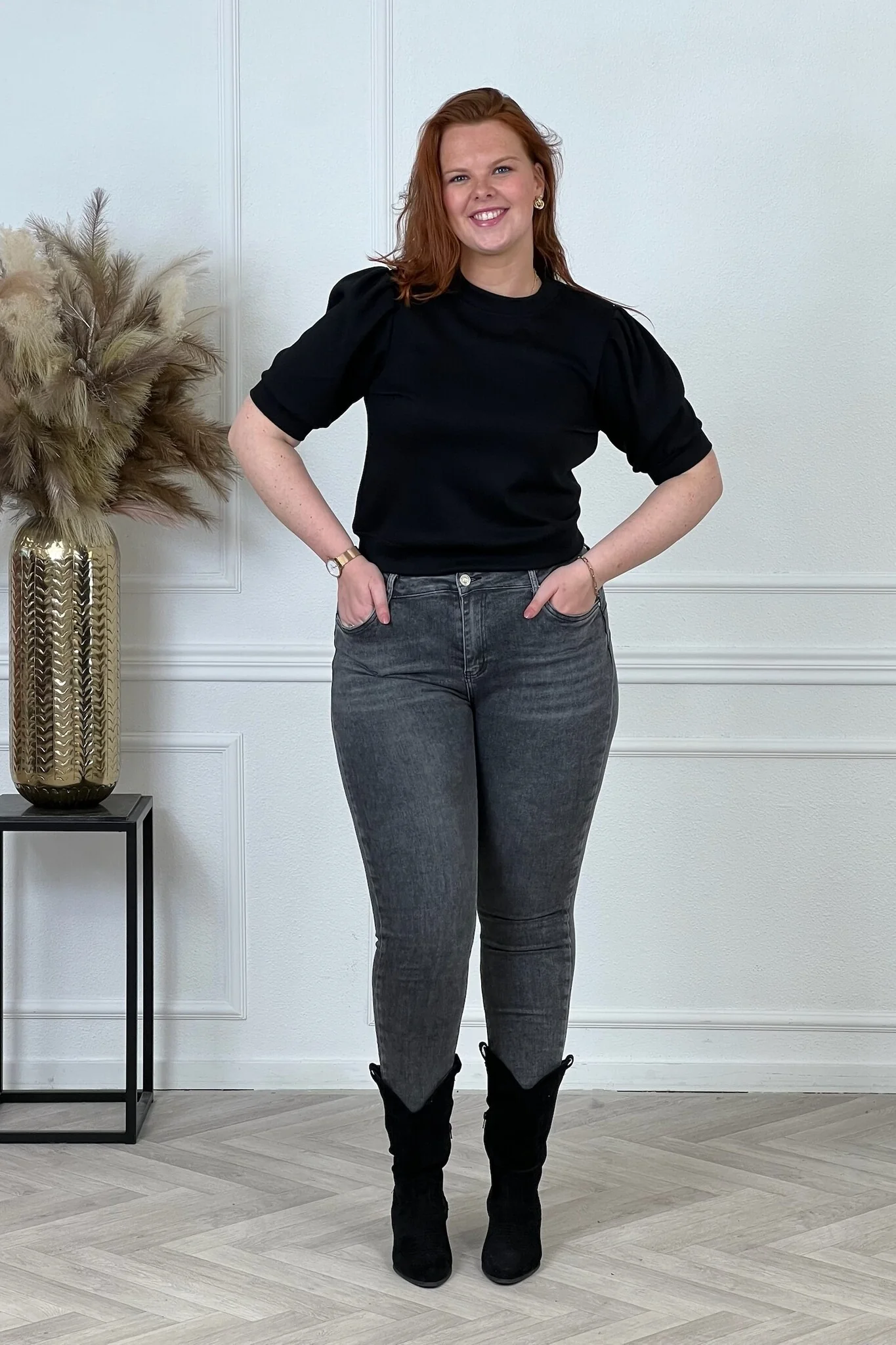 Heart Shaped Push Up Skinny Jeans - Dark Grey - Image 3