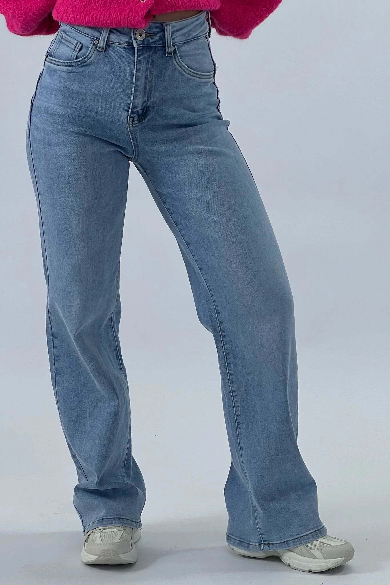 Heart Shaped Wide Leg Jeans - Light Blue