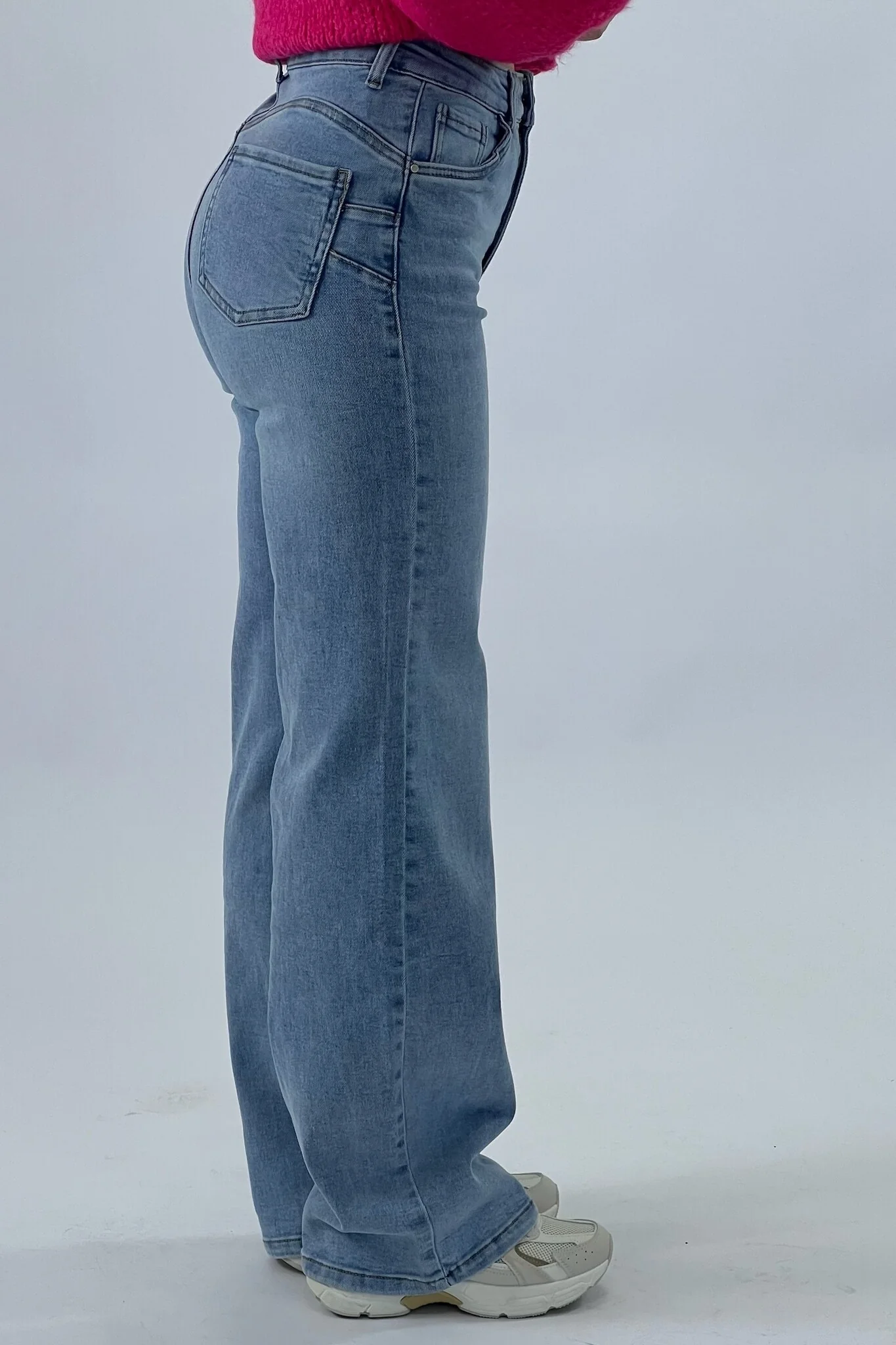 Heart Shaped Wide Leg Jeans - Light Blue - Image 2