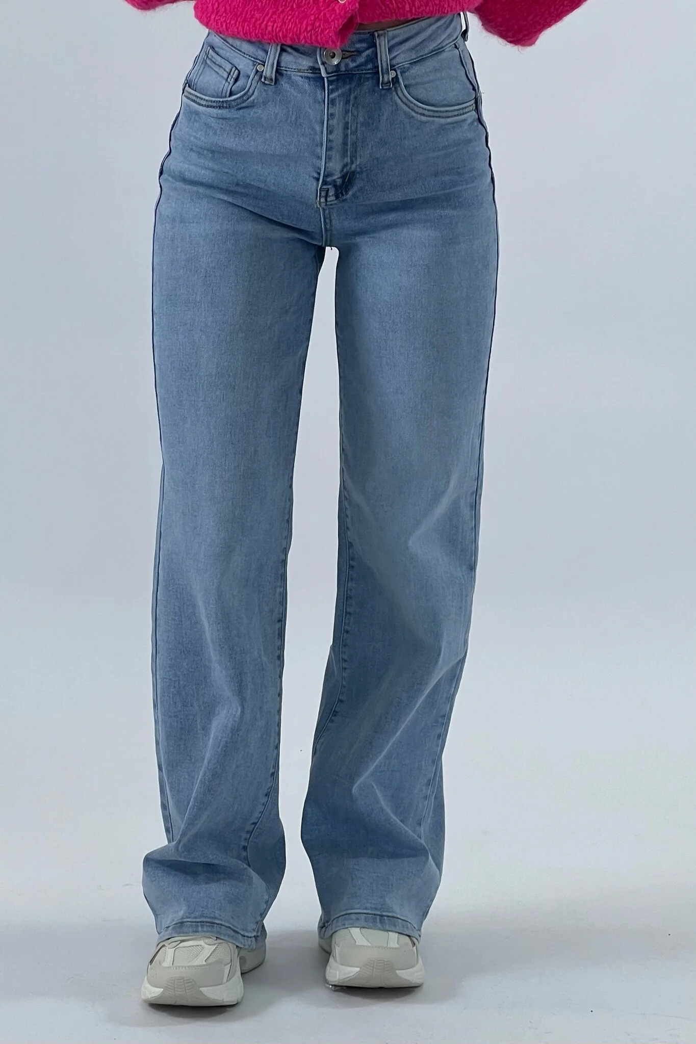 Heart Shaped Wide Leg Jeans - Light Blue - Image 3
