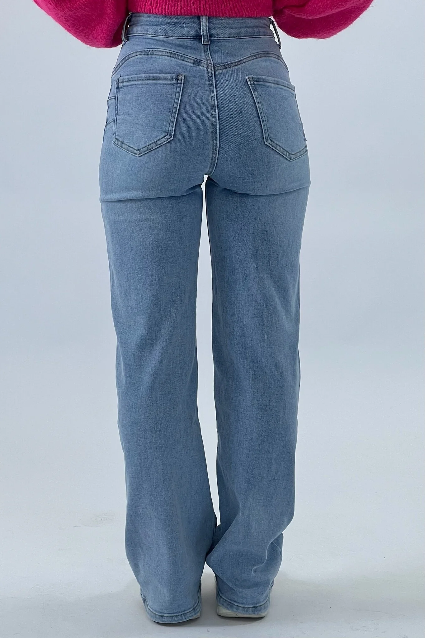 Heart Shaped Wide Leg Jeans - Light Blue - Image 4