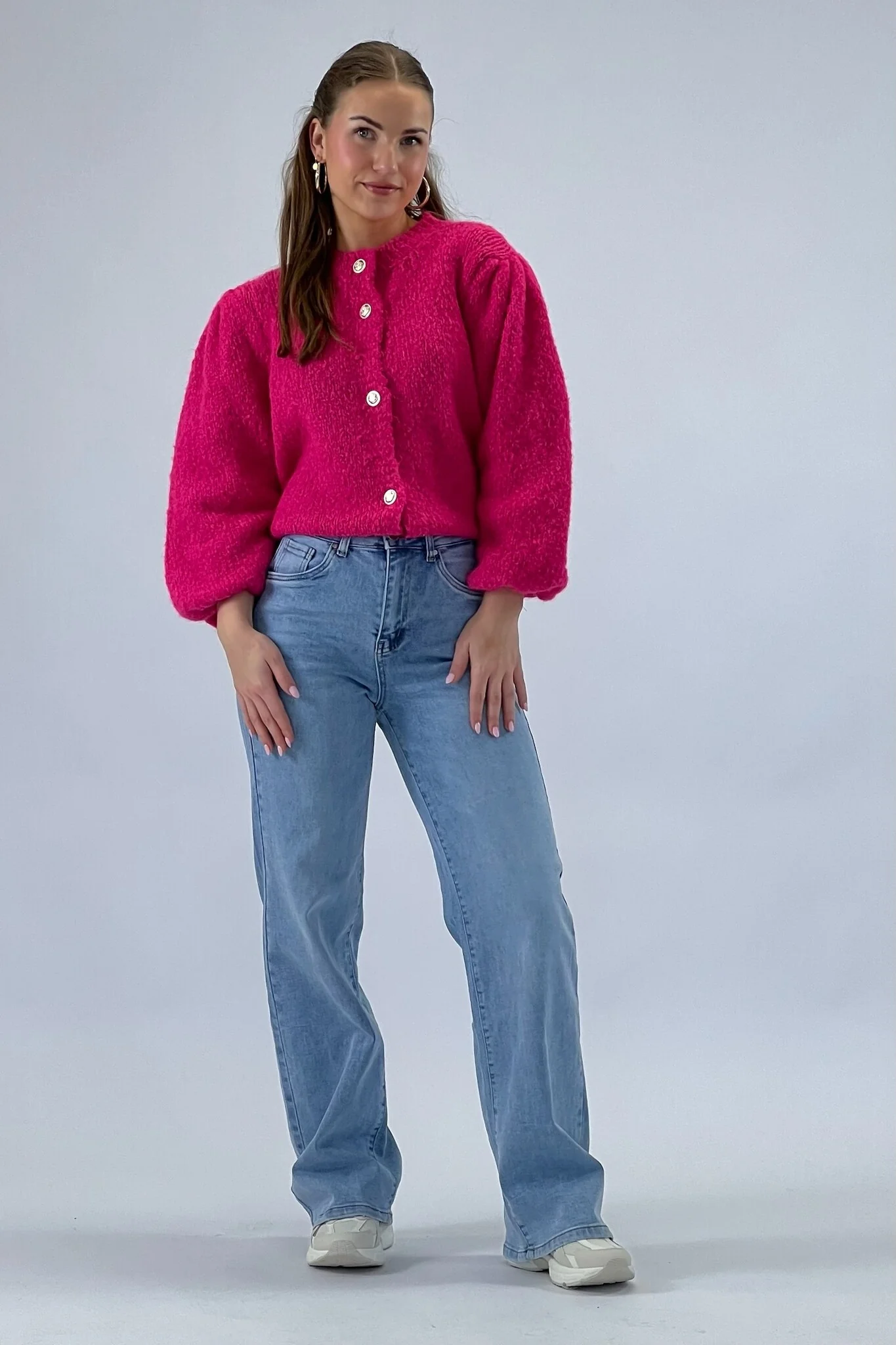 Heart Shaped Wide Leg Jeans - Light Blue - Image 5