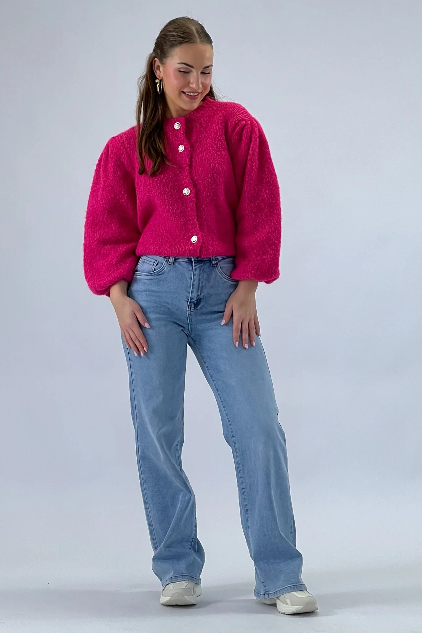 Heart Shaped Wide Leg Jeans - Light Blue - Image 6