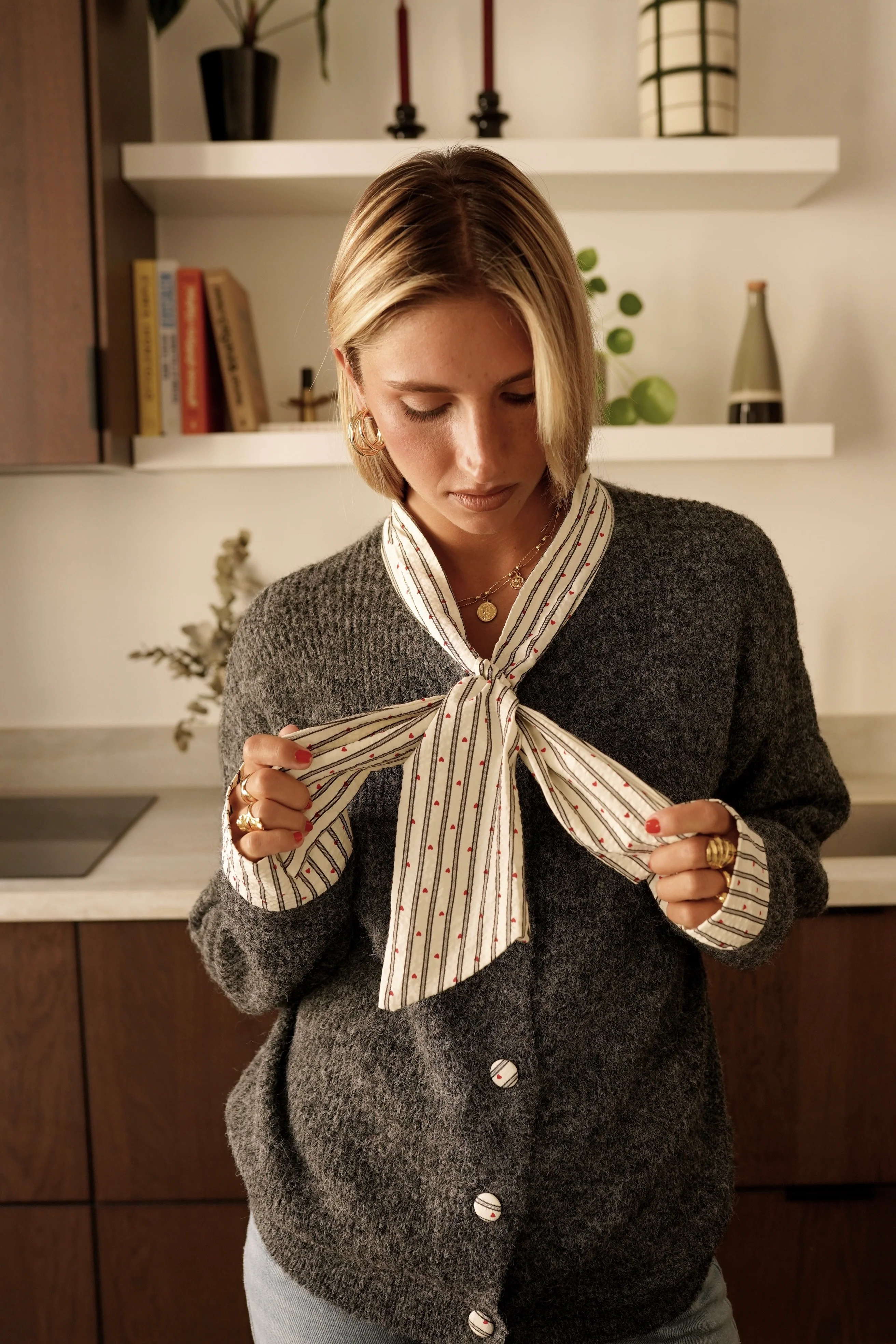 Charlotte Heart Collar Sweater - Grey - Image 4