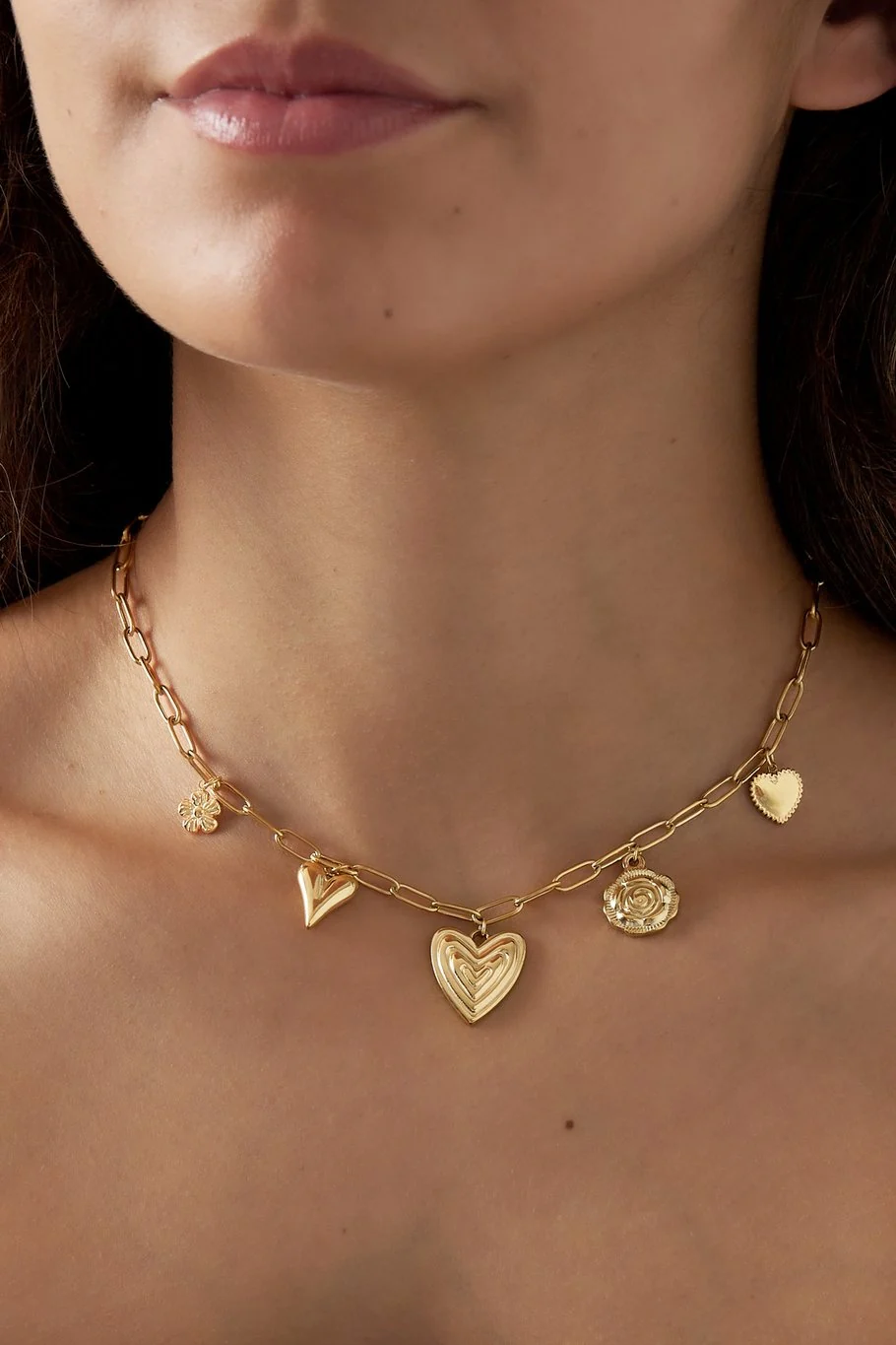 Heartfelt Charms Necklace - Gold