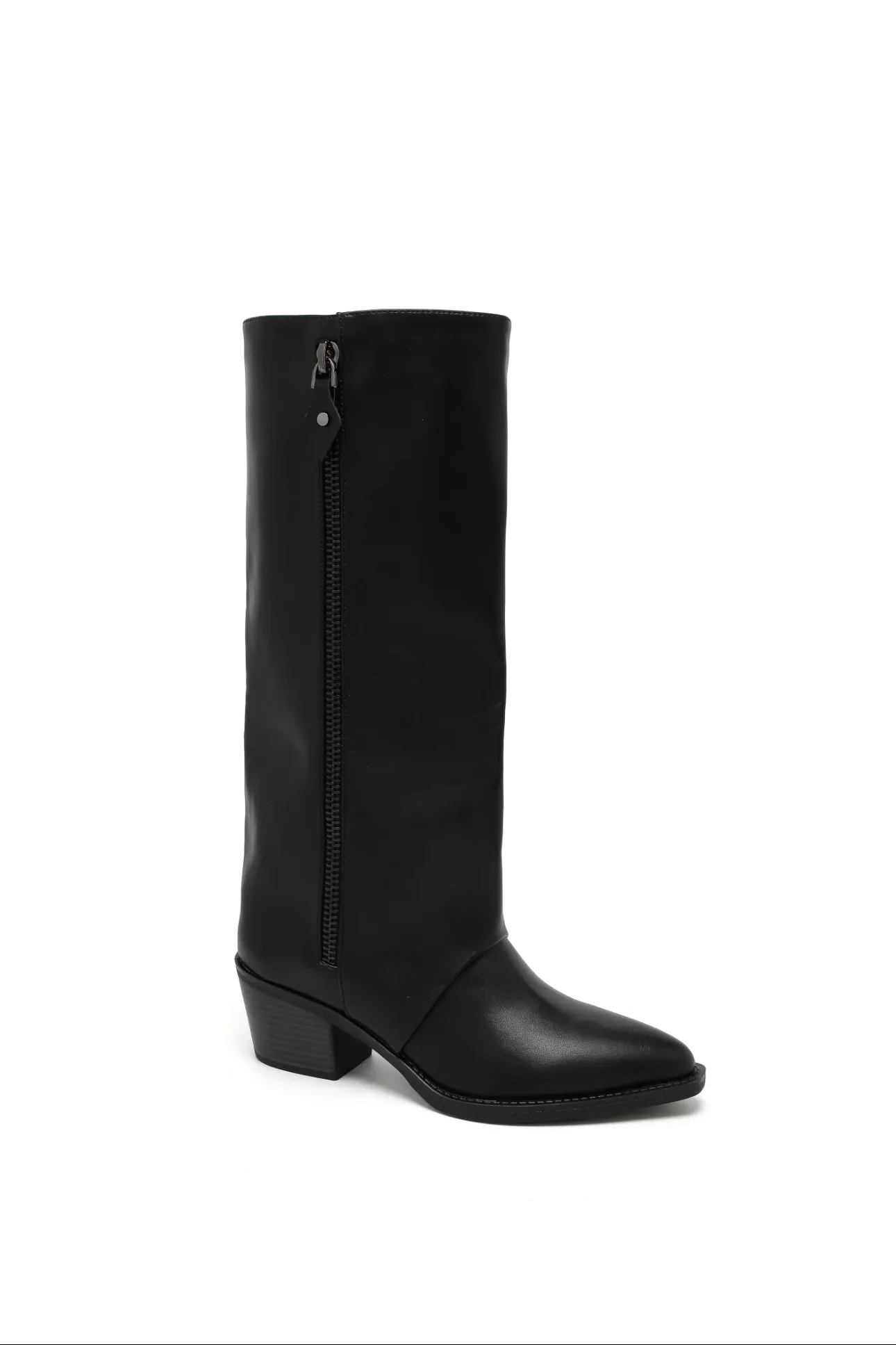 High Zipper Boots - Black