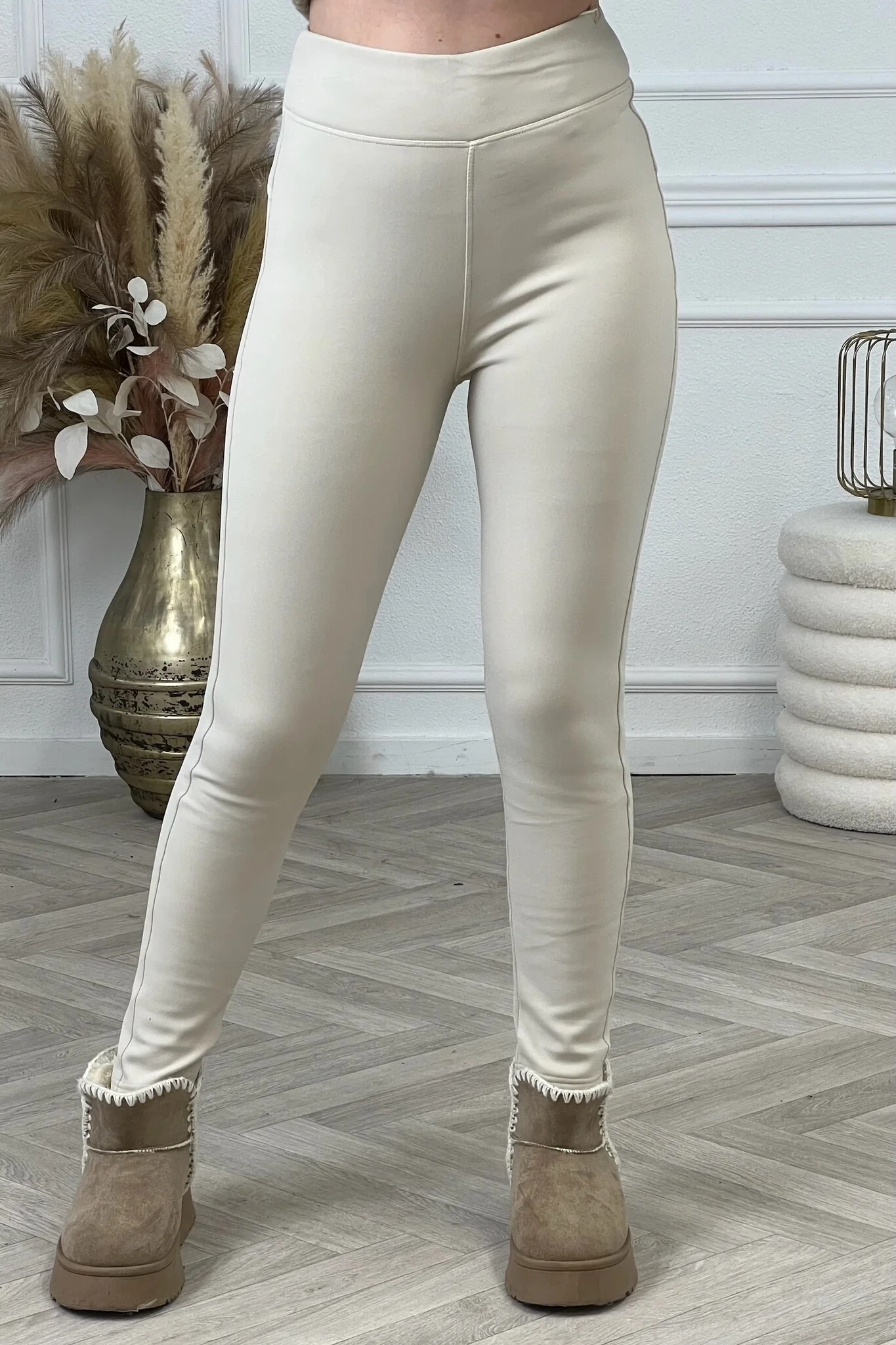Highwaist Fleece Legging - Creme