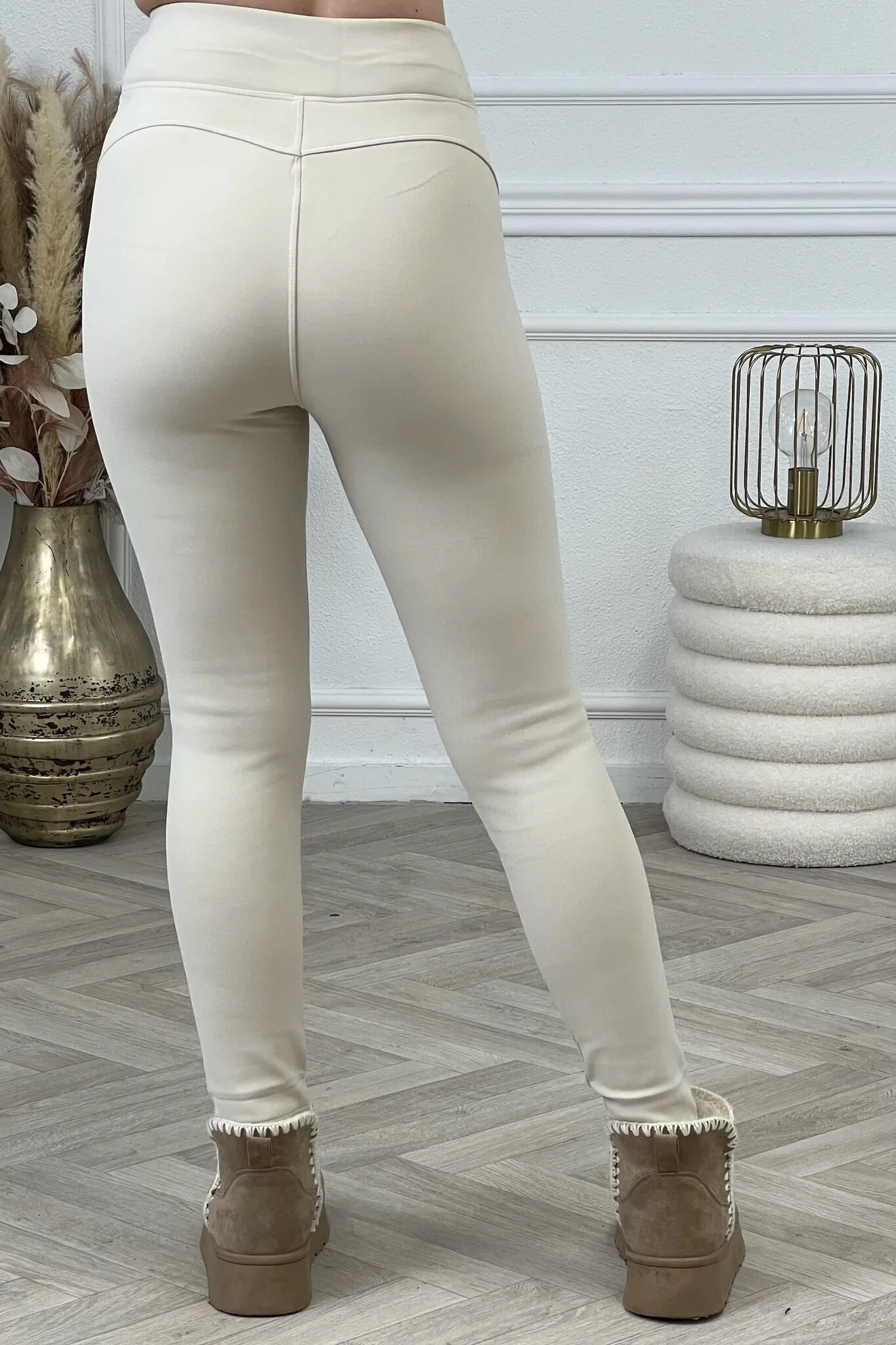Highwaist Fleece Legging - Creme - Image 4
