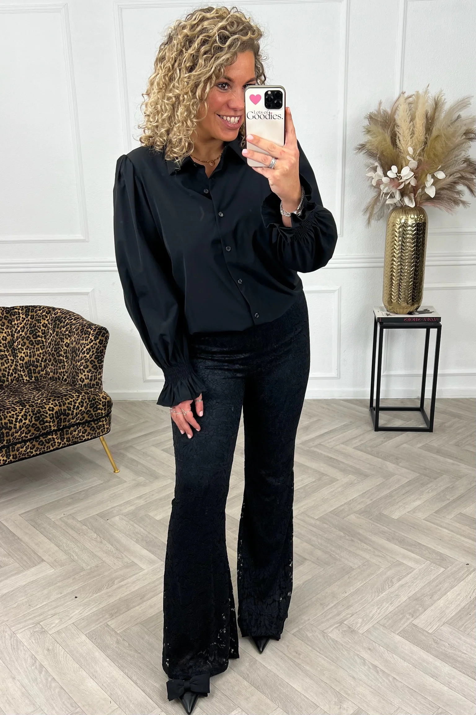 Iconic Lace Flared Pants - Black - Image 2