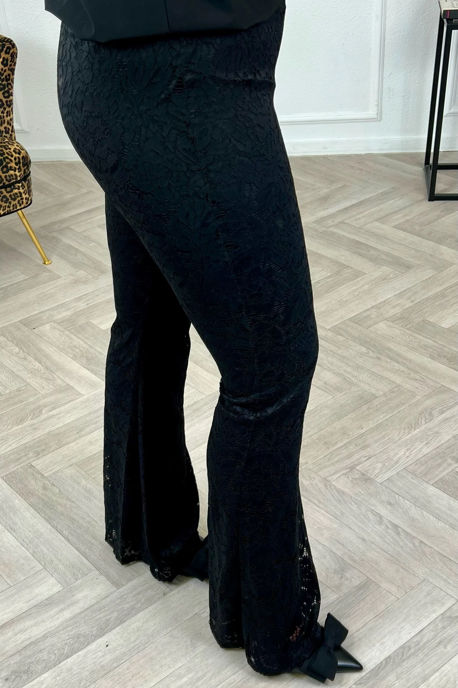 Iconic Lace Flared Pants - Black - Image 5