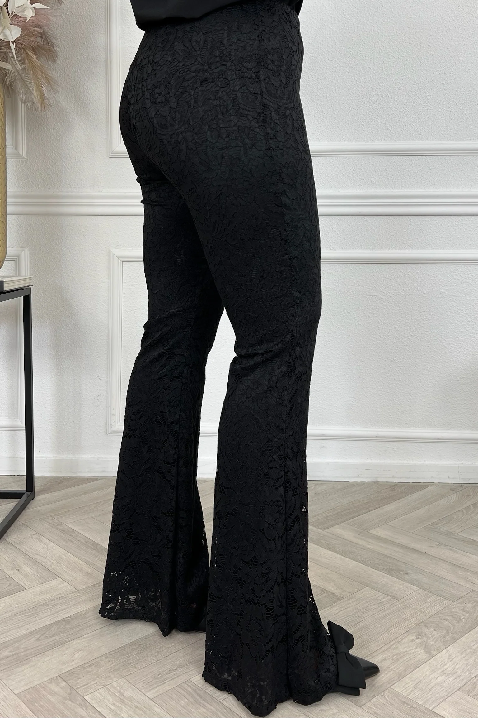 Iconic Lace Flared Pants - Black - Image 6