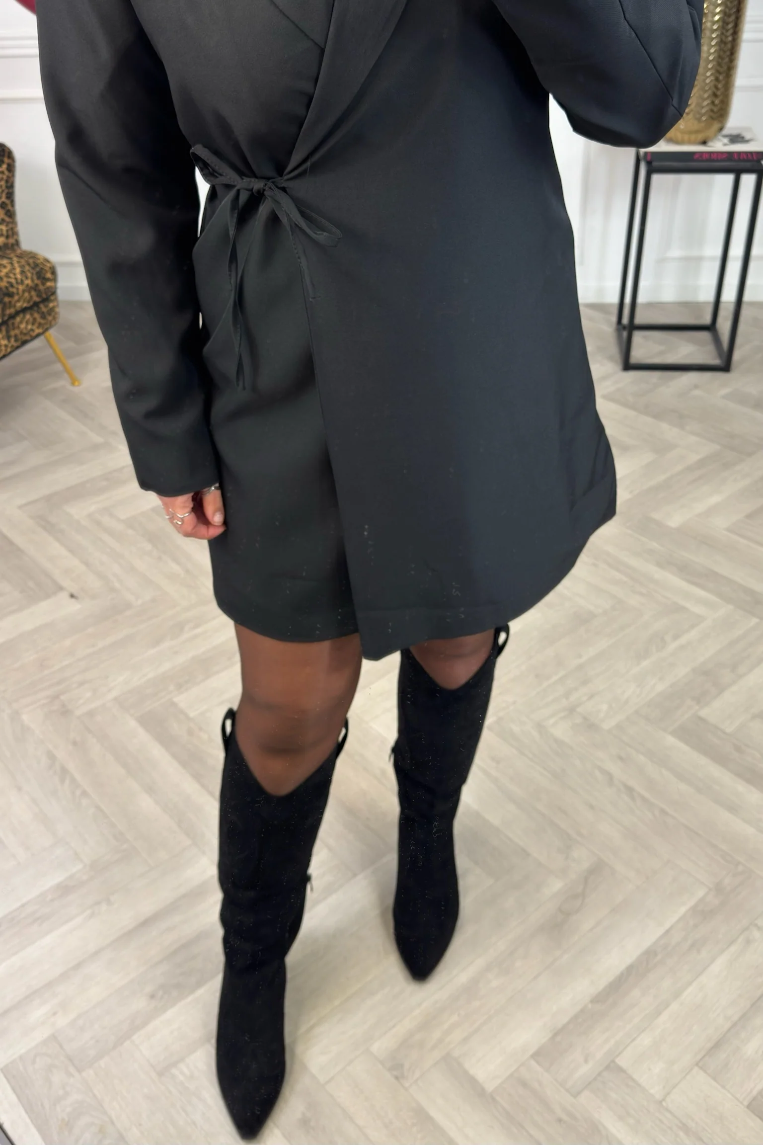 Iconic Wrap Blazer Dress - Black - Image 3