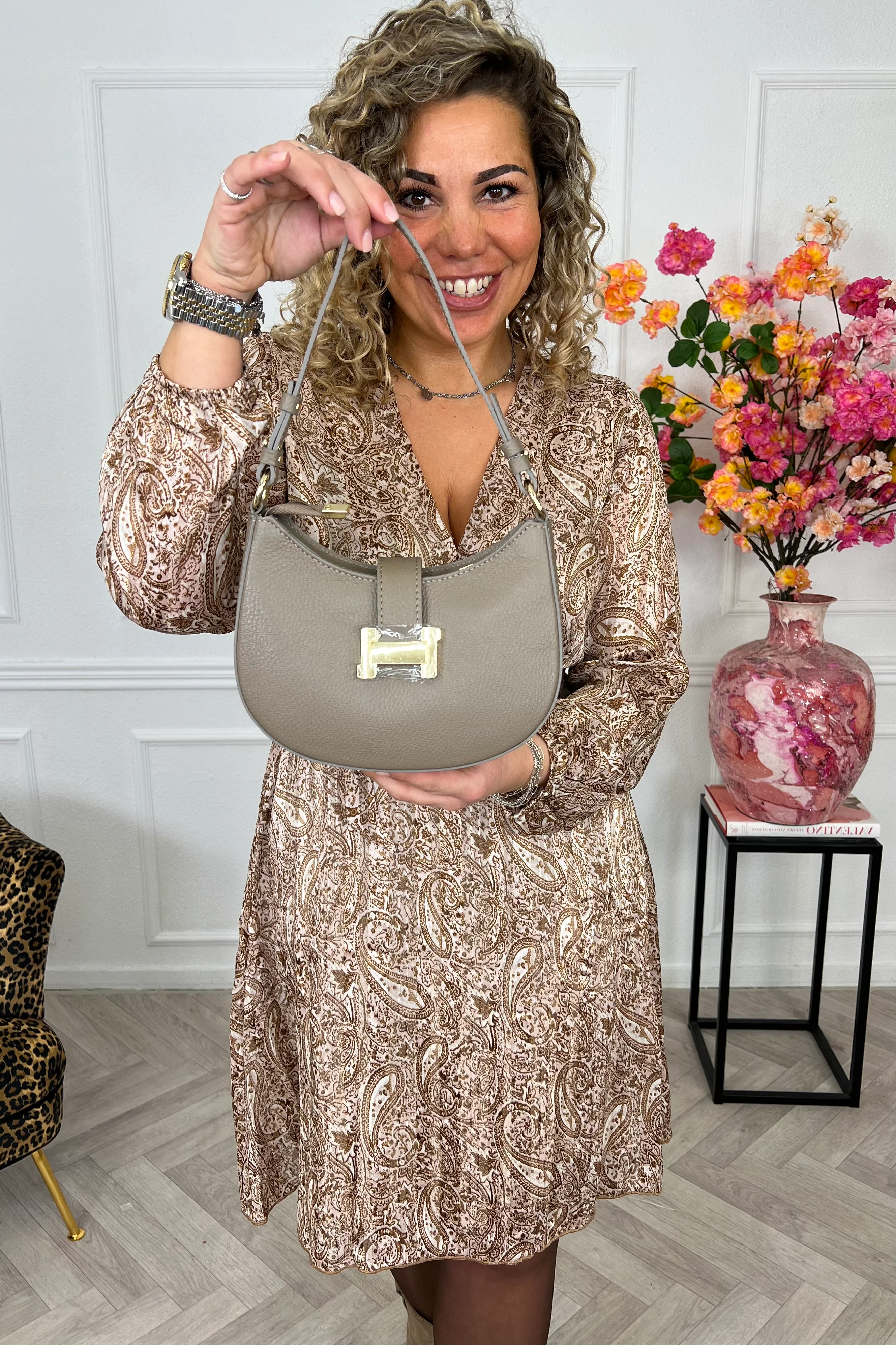 Inez Leather Bag - Taupe