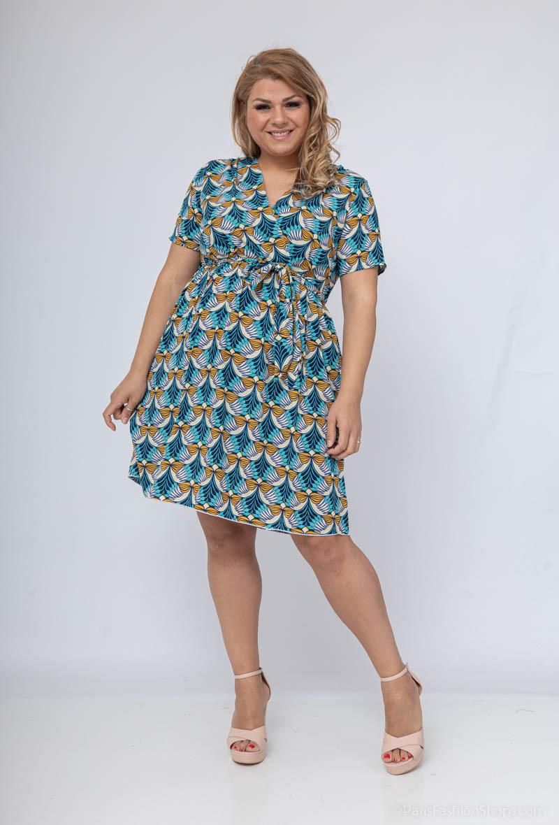 Iris Summer Dress - Blue/Beige - Image 2
