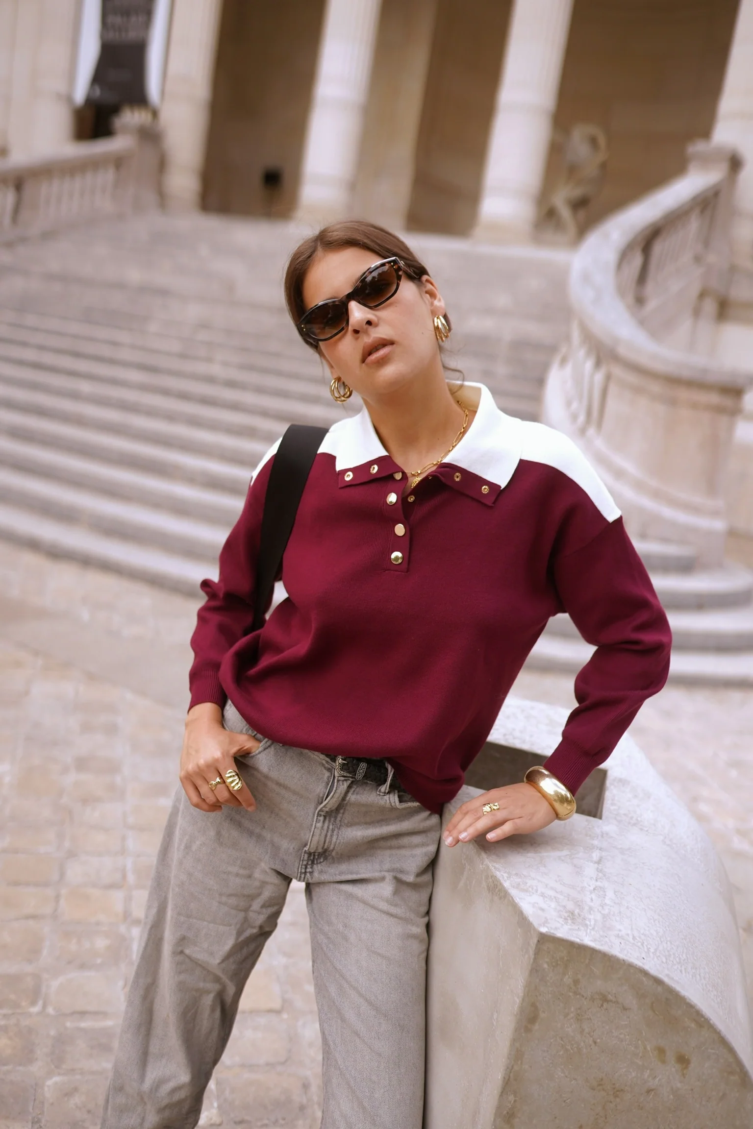 Isabella Bellissima Sweater - Bordeaux/White - Image 5