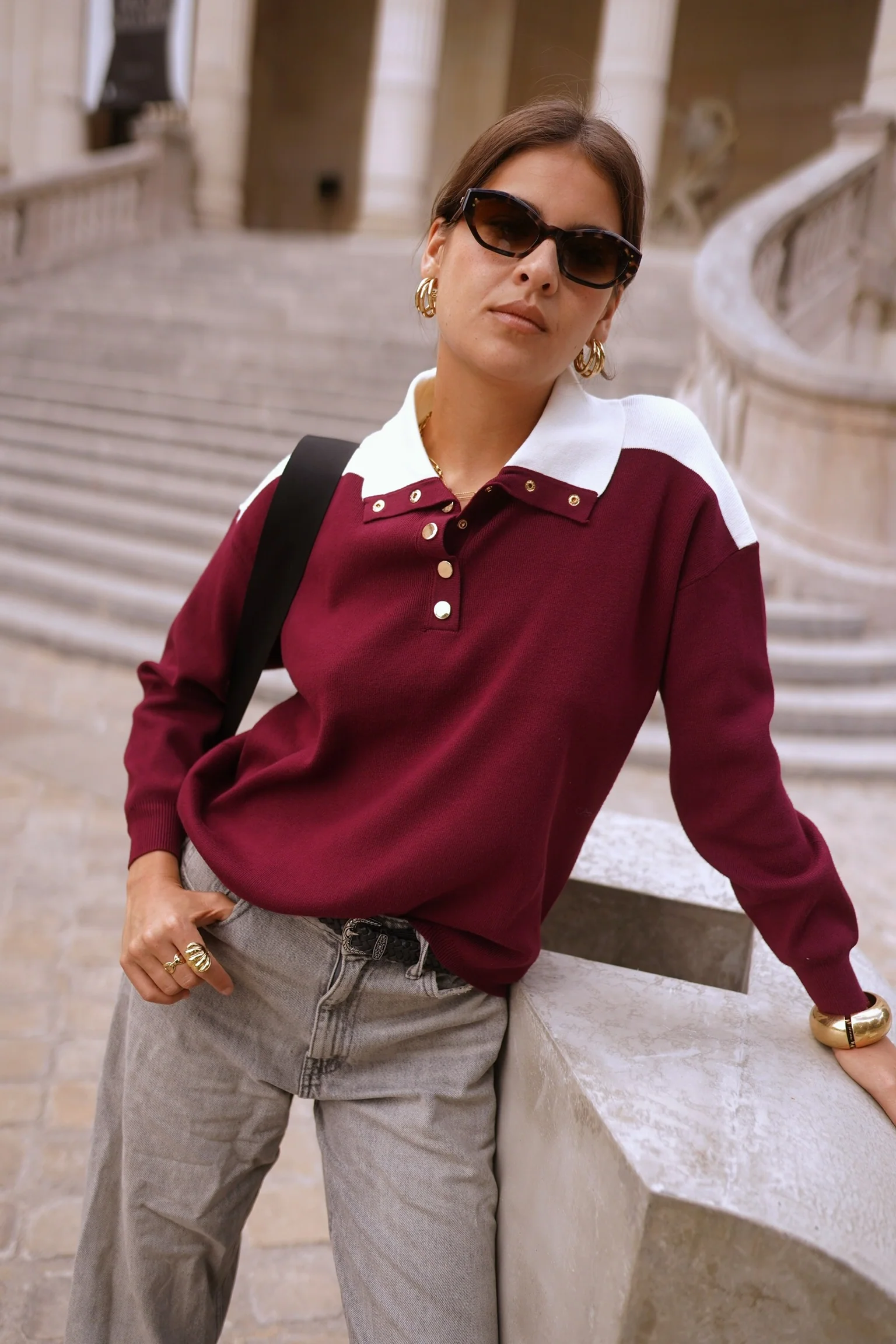 Isabella Bellissima Sweater - Bordeaux/White - Image 6