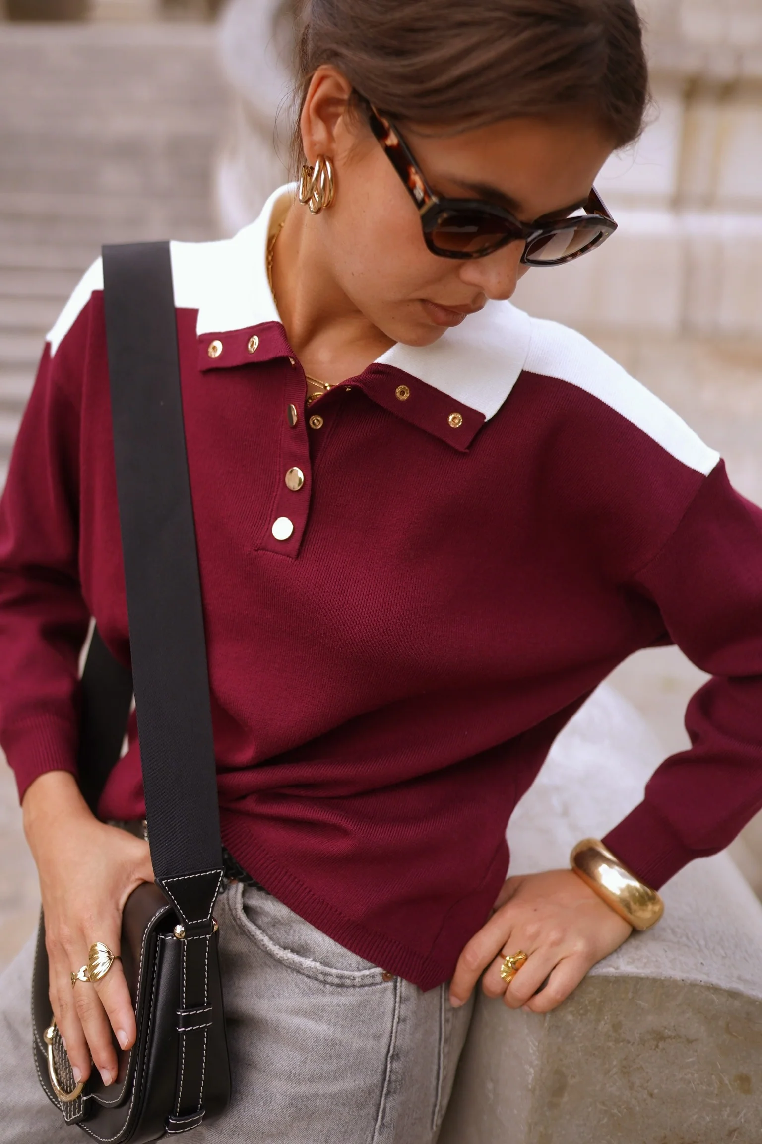 Isabella Bellissima Sweater - Bordeaux/White - Image 7