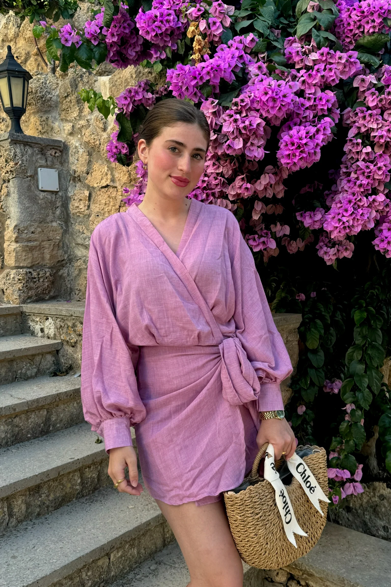 Isla Wrap Dress - Mauve - Image 3