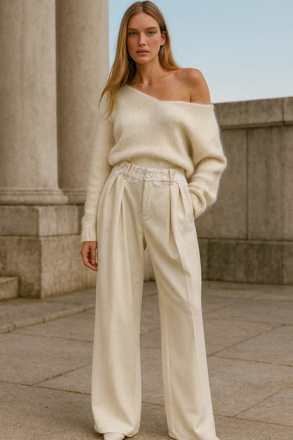 Ivana Lace Pantalon - Beige