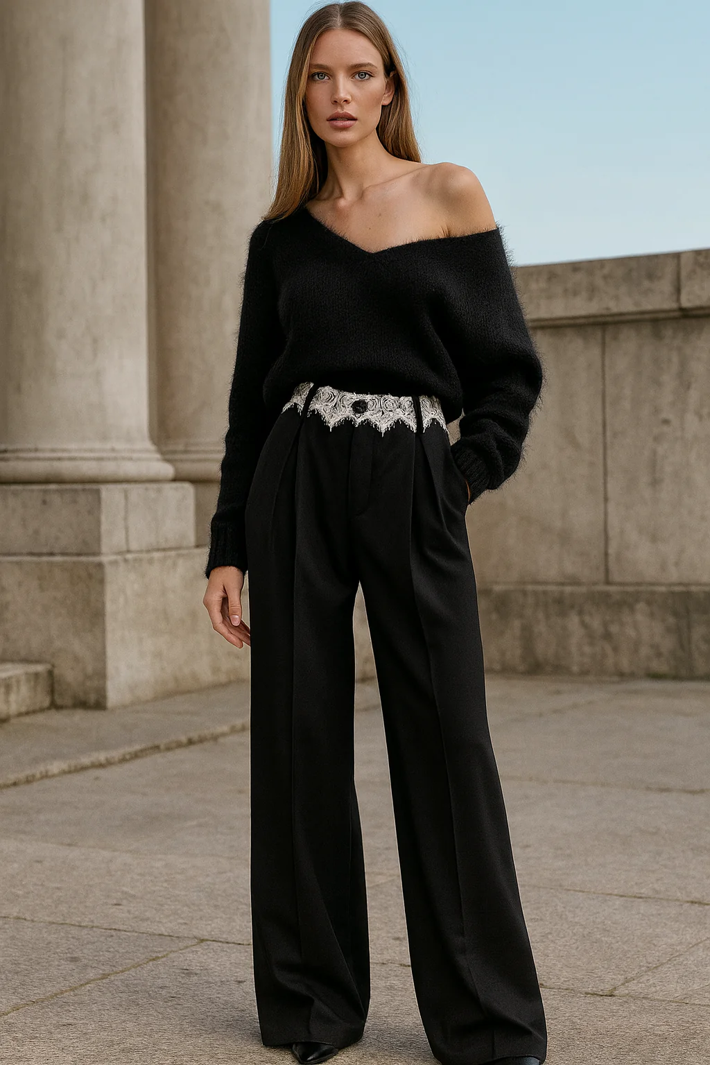 Ivana Lace Pantalon - Black