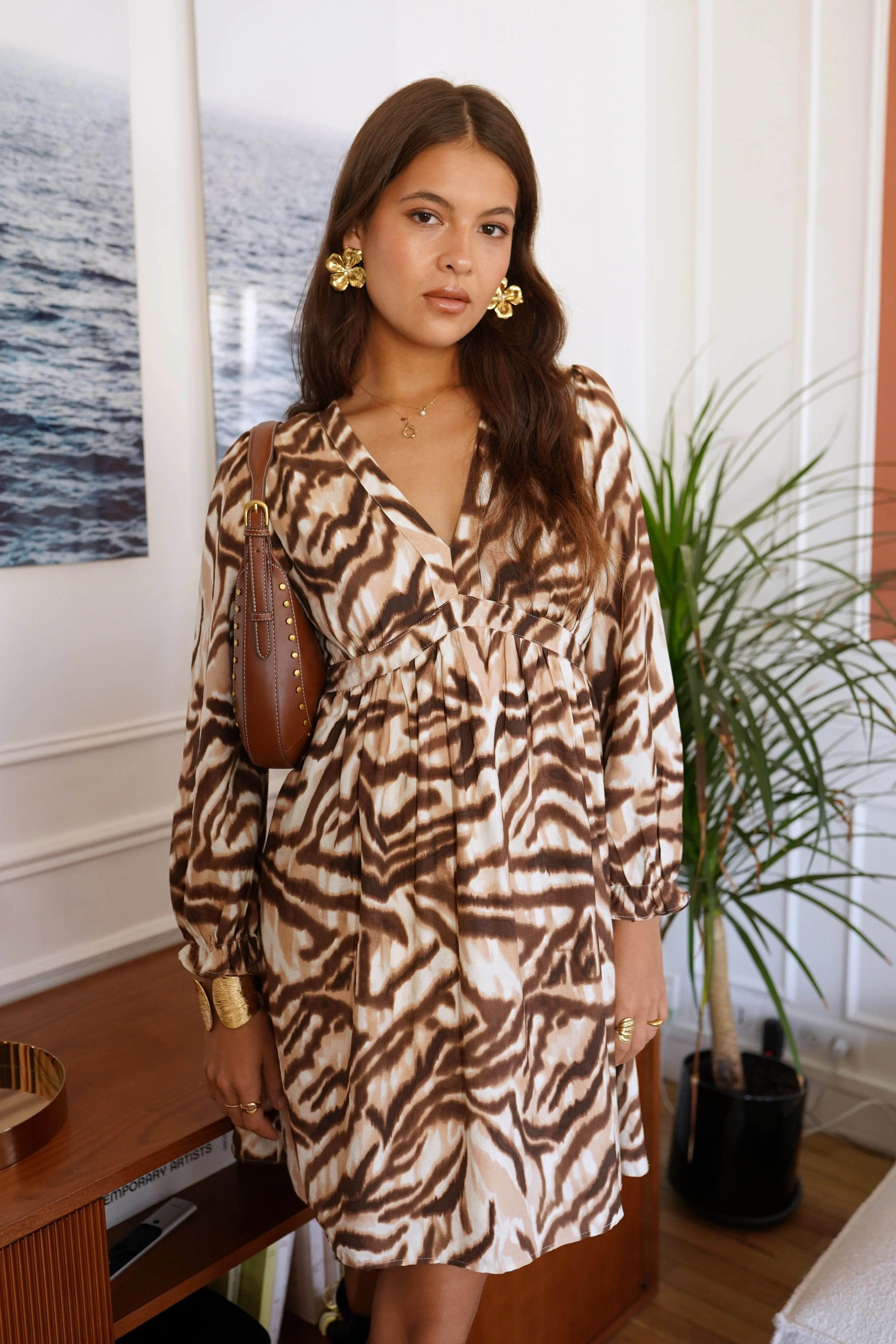 Ivy Fire Dress - Beige/Brown