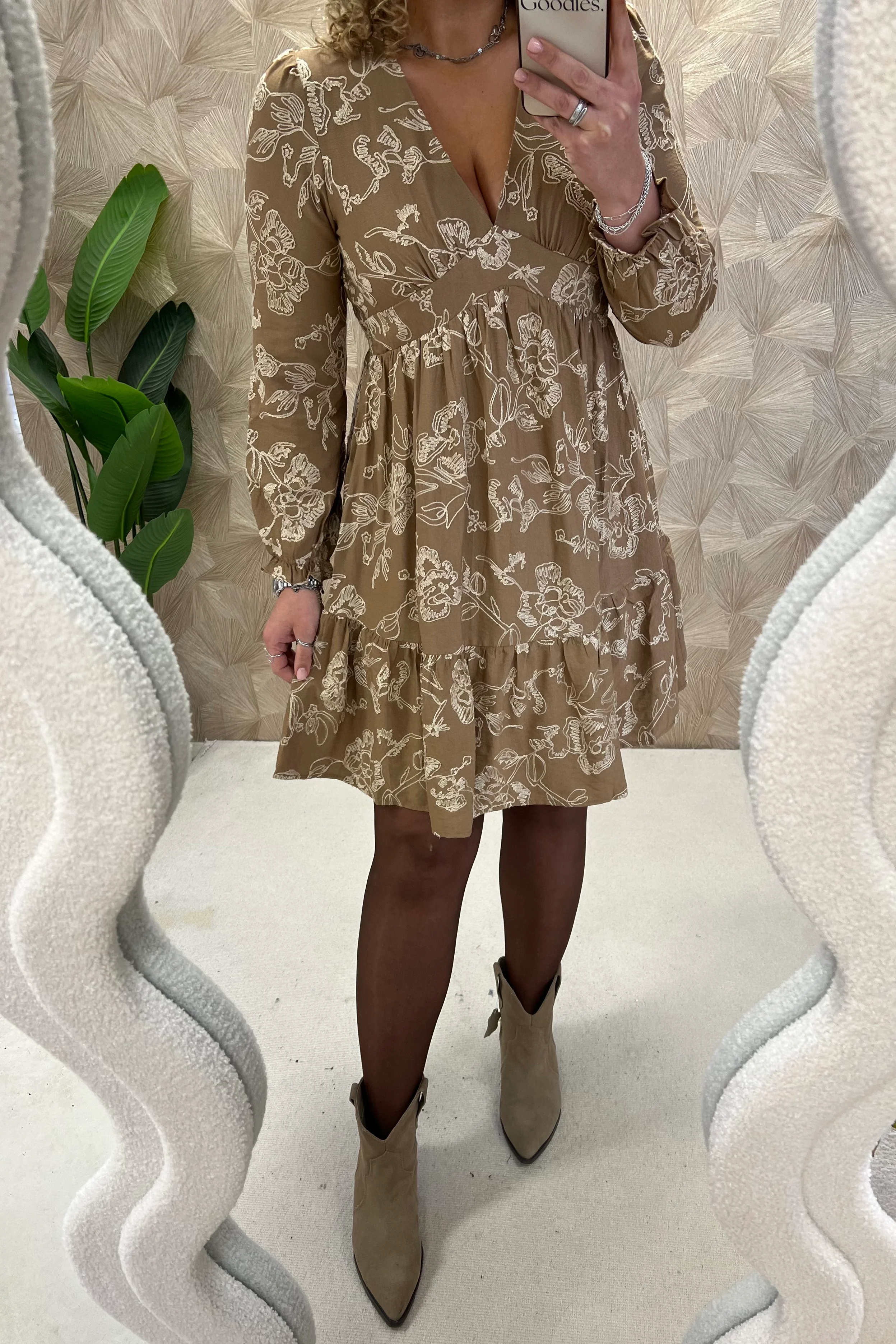 Ivy Flower Dress - Taupe - Image 3