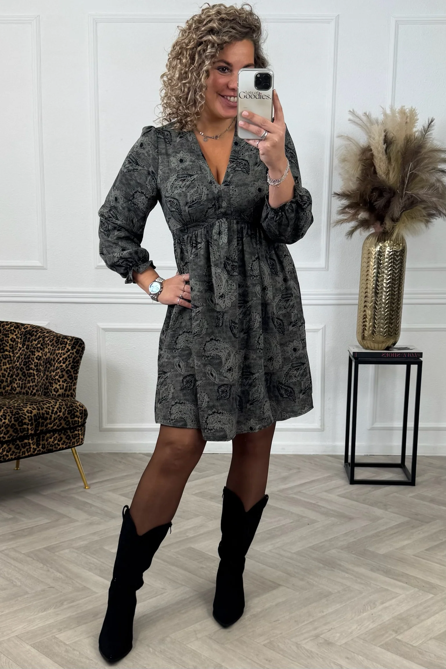 Ivy Paisley Dress - Grey
