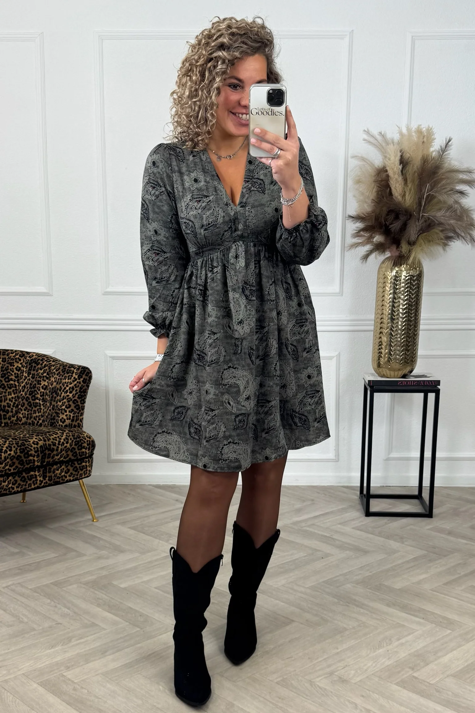 Ivy Paisley Dress - Grey - Image 2