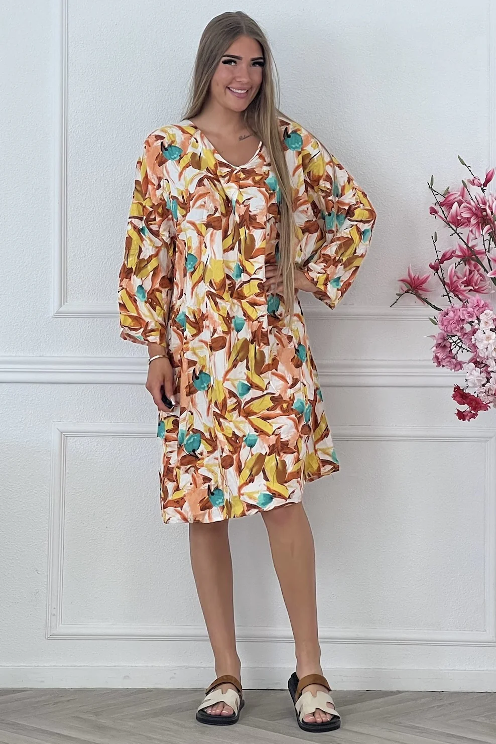 Jace Dress - White/Yellow/brown - Image 2
