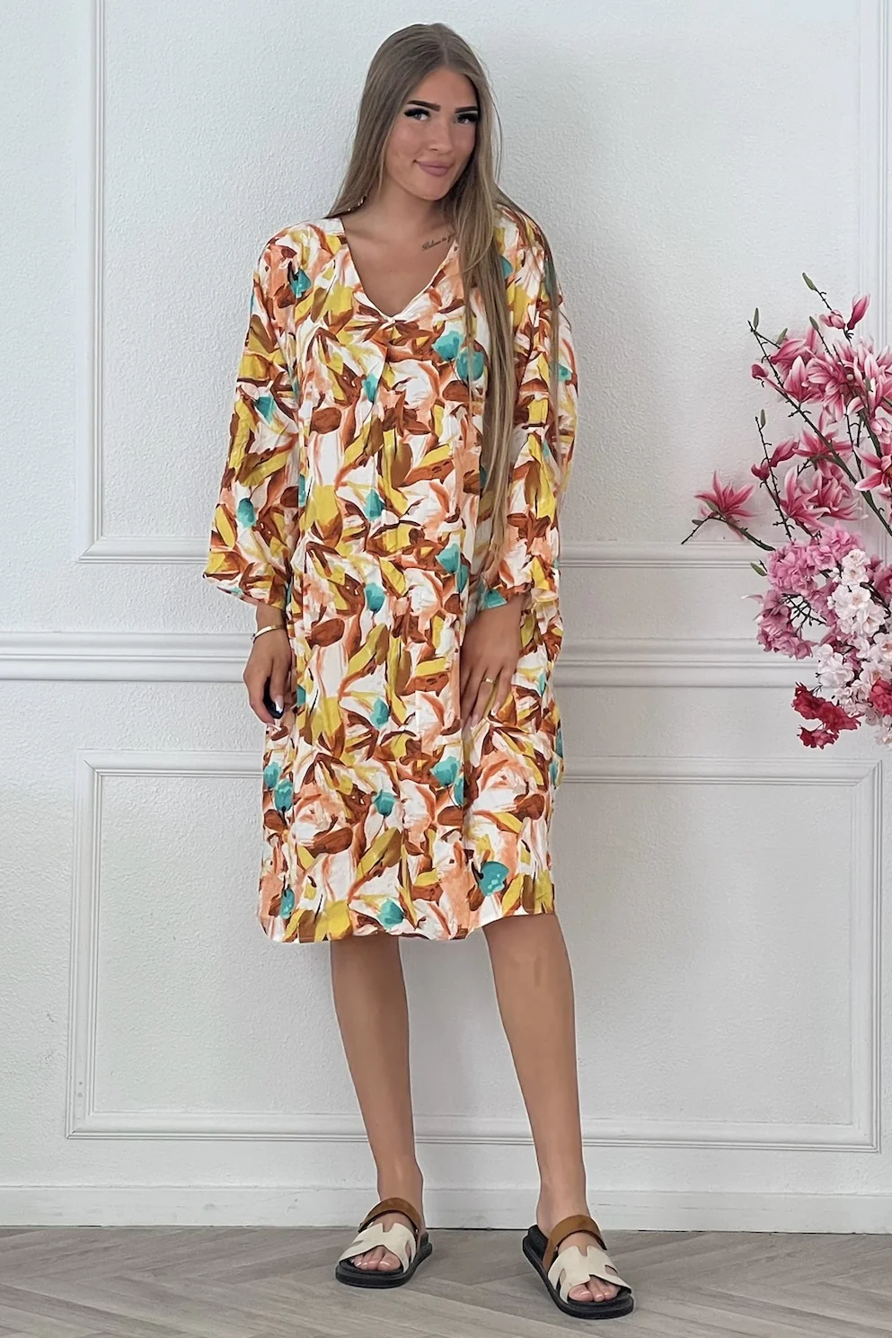 Jace Dress - White/Yellow/brown - Image 4