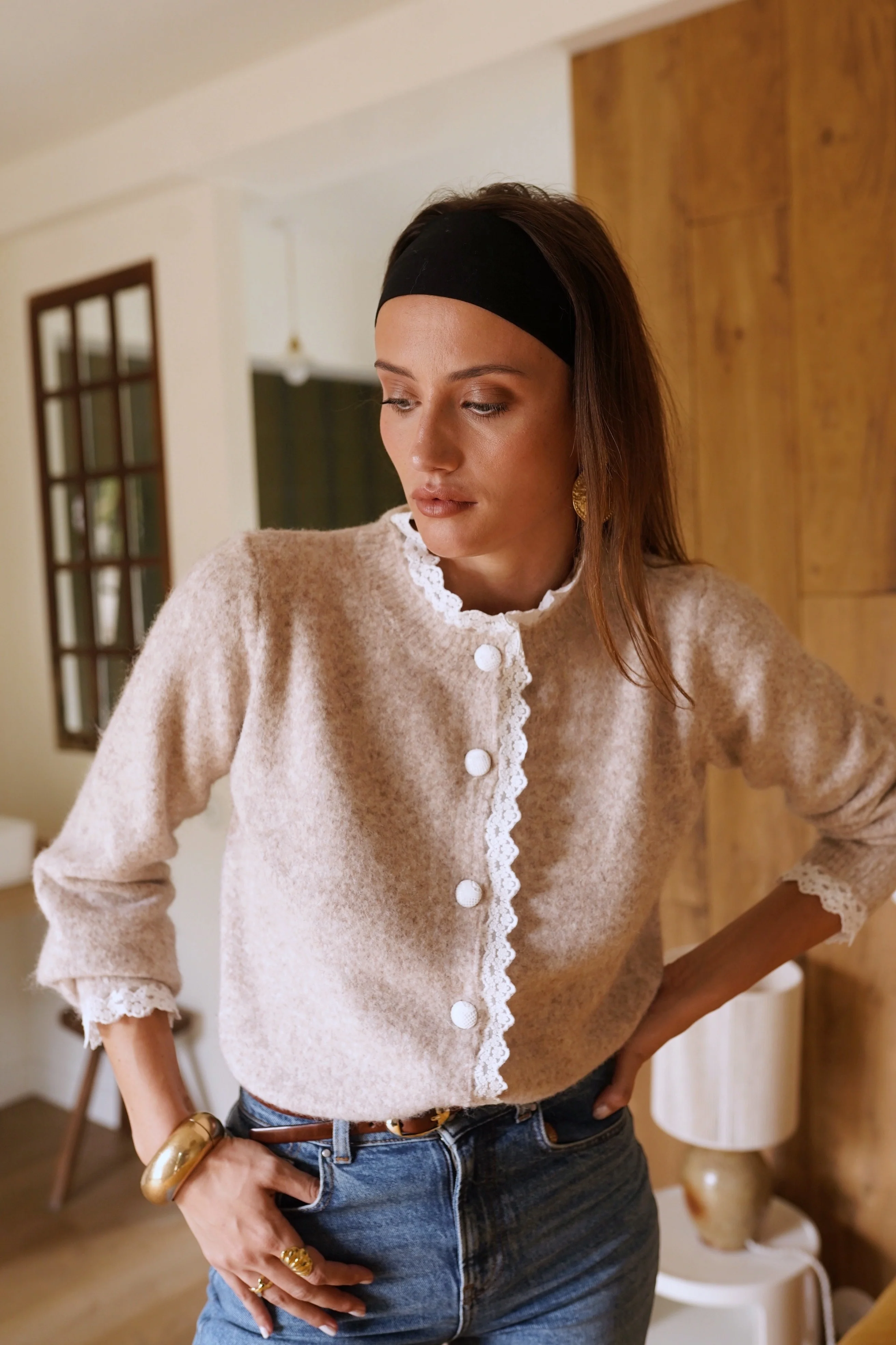 Julia Lace Vest - Taupe