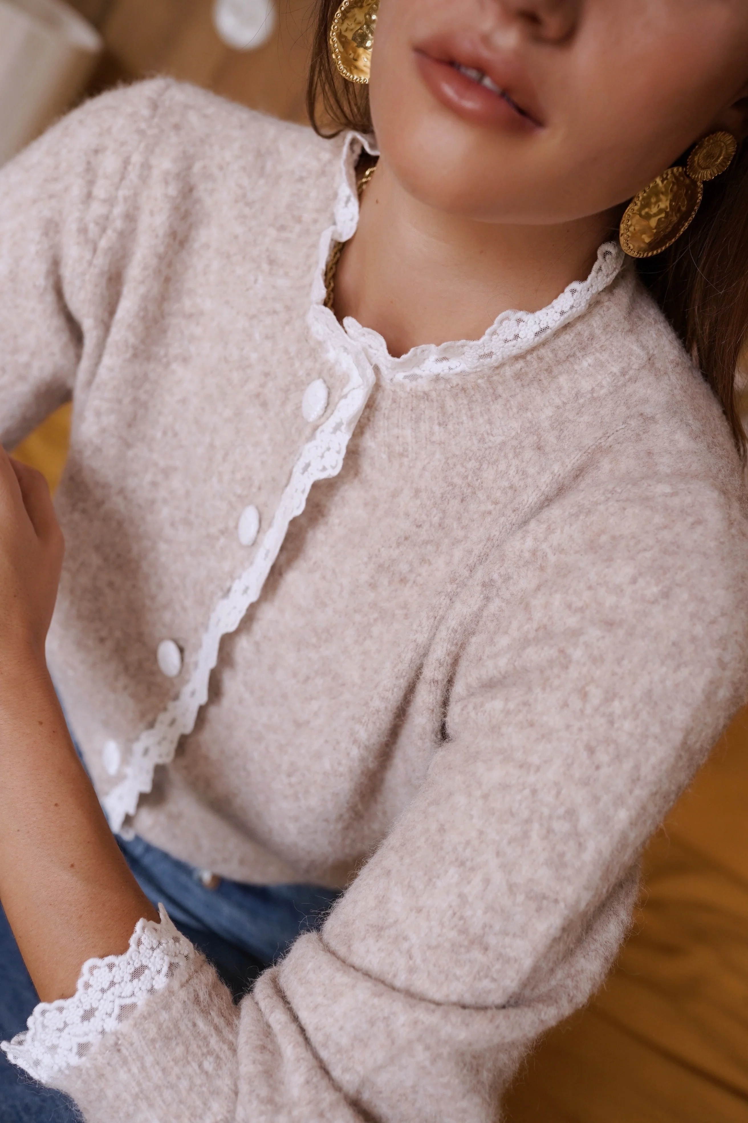 Julia Lace Vest - Taupe - Image 4